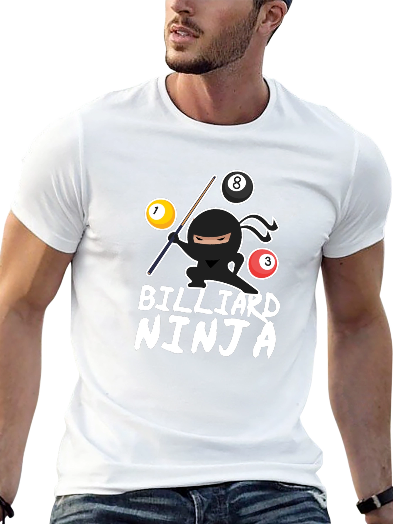 Billiard Ninja Graphic T-Shirt - Unique Pool Player Tee - 13