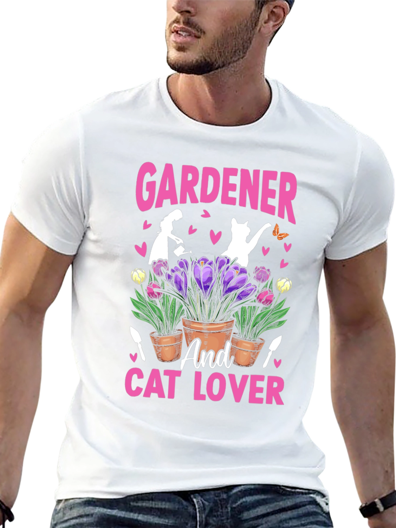 Black Gardener and Cat Lover T-Shirt view 13