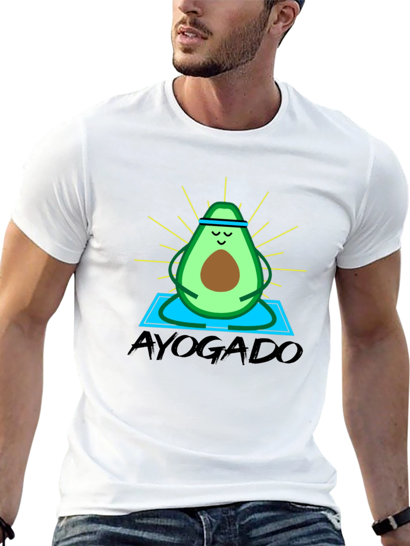 Black Ayogado Yoga Avocado Graphic T-Shirt view 13