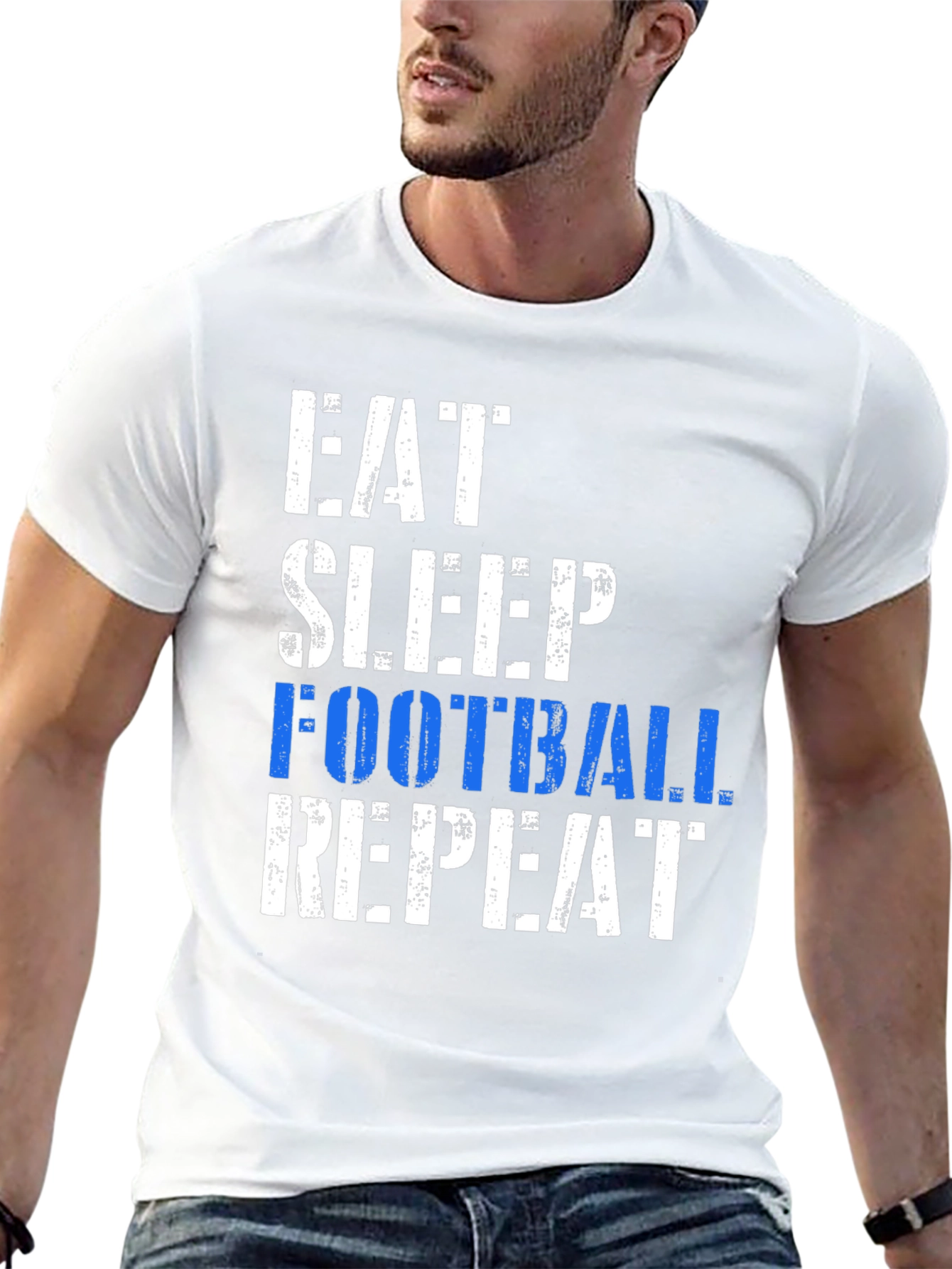 Black Eat Sleep Football Repeat Black T-Shirt view 13