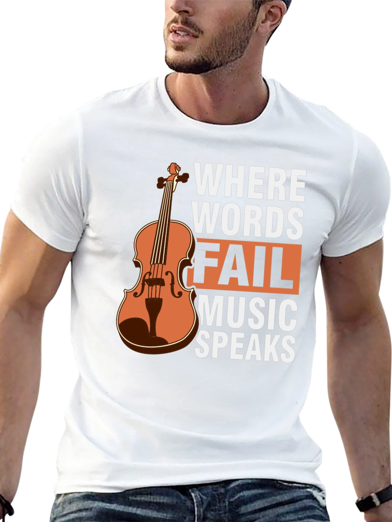 Black Music Speaks T-Shirt - Violin Graphic Tee view 13