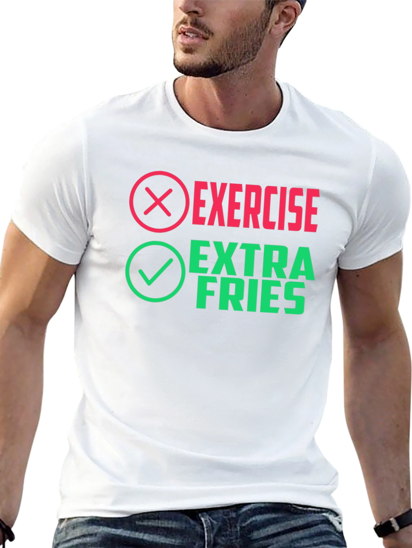 Black Exercise? Extra Fries! Novelty Graphic Tee view 13