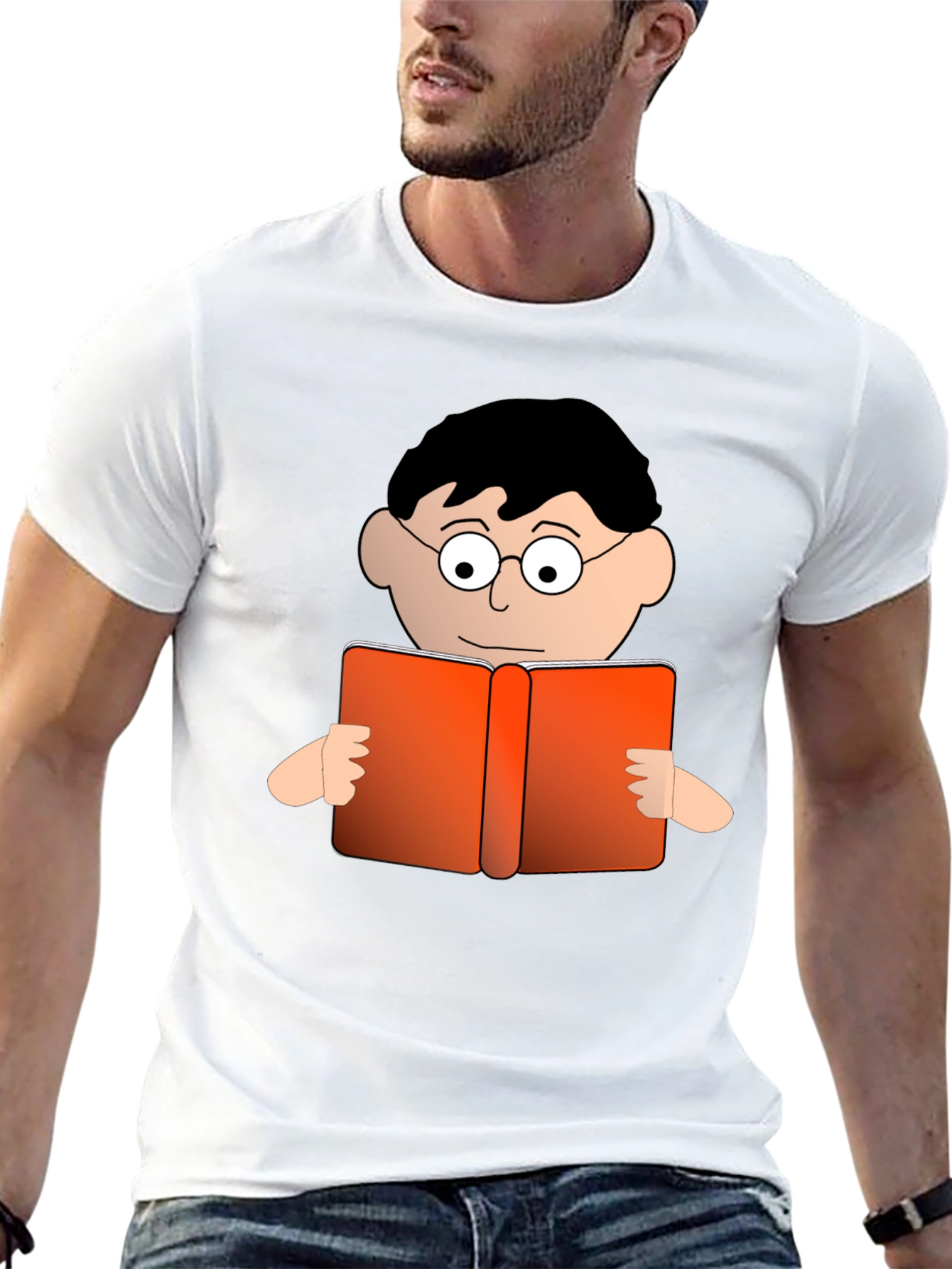 Black Cartoon Reader Black T-Shirt view 13