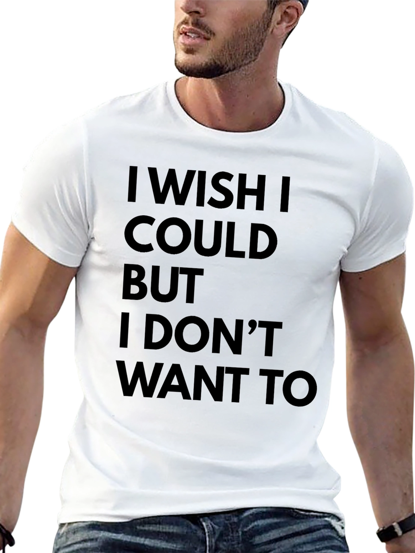 Black Funny I Wish I Could T-Shirt - Black view 13