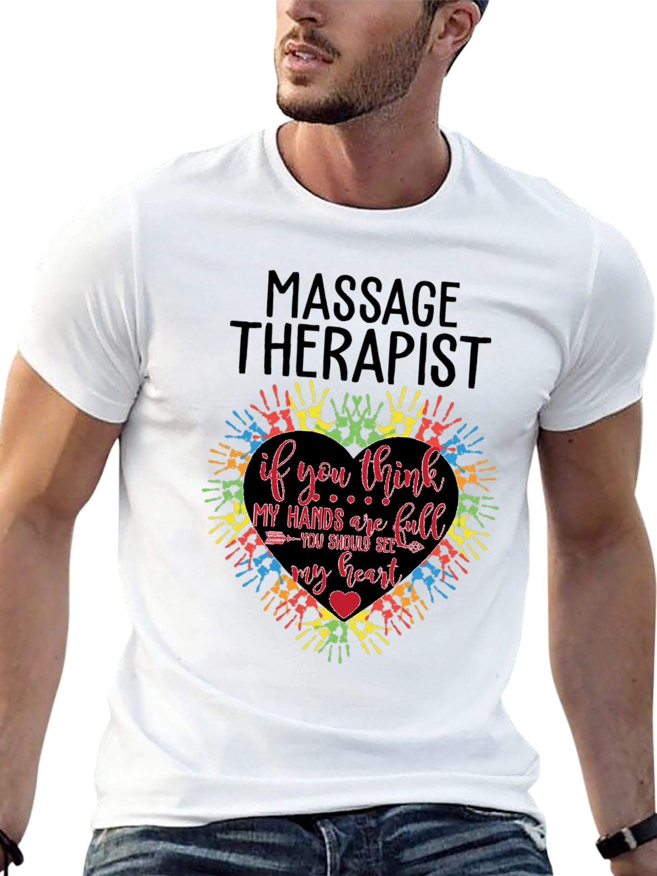 Black Massage Therapist Heart Hands T-Shirt view 13