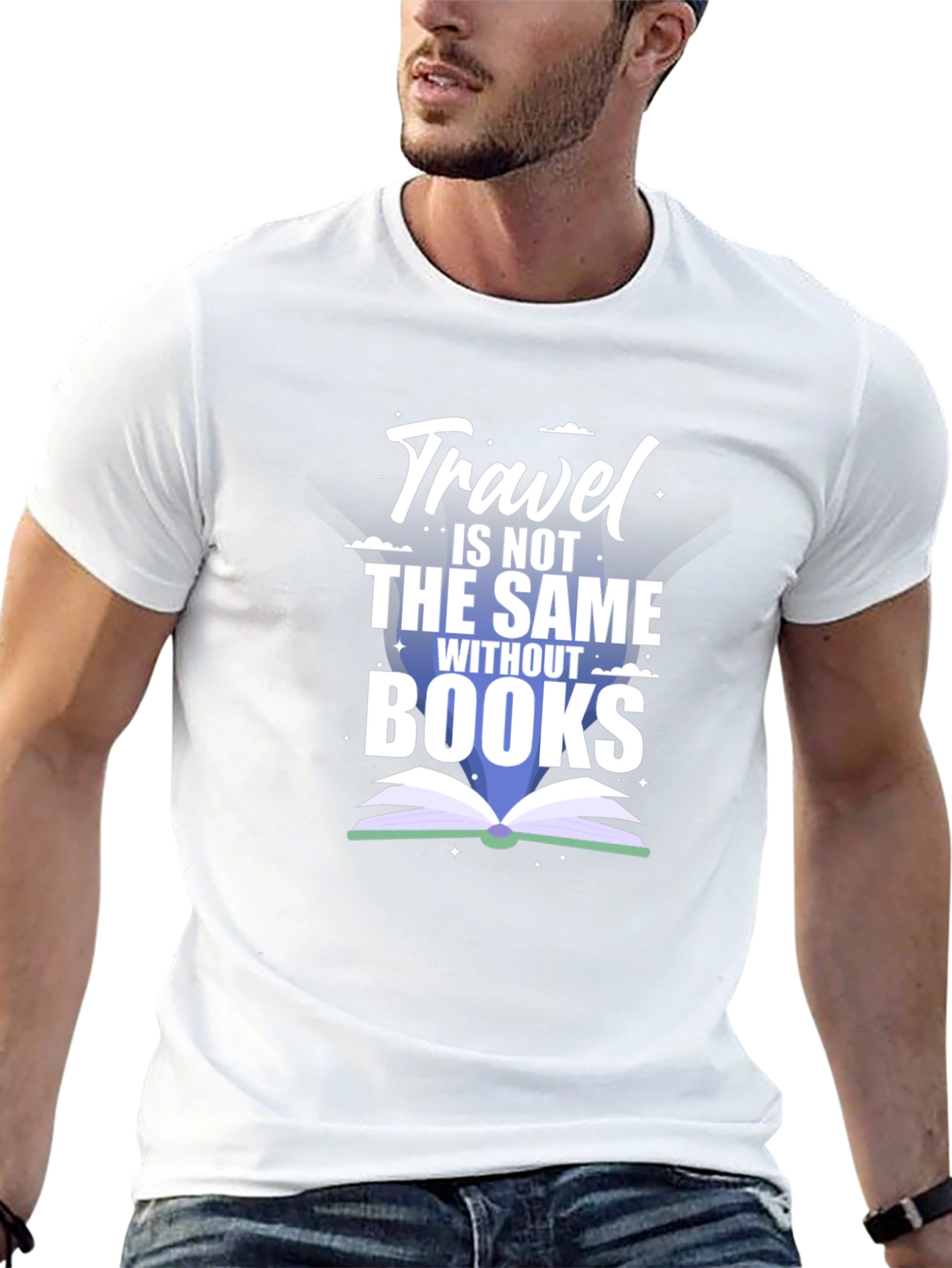 Black Travel Books Graphic Tee - Black Cotton Blend T-Shirt view 13