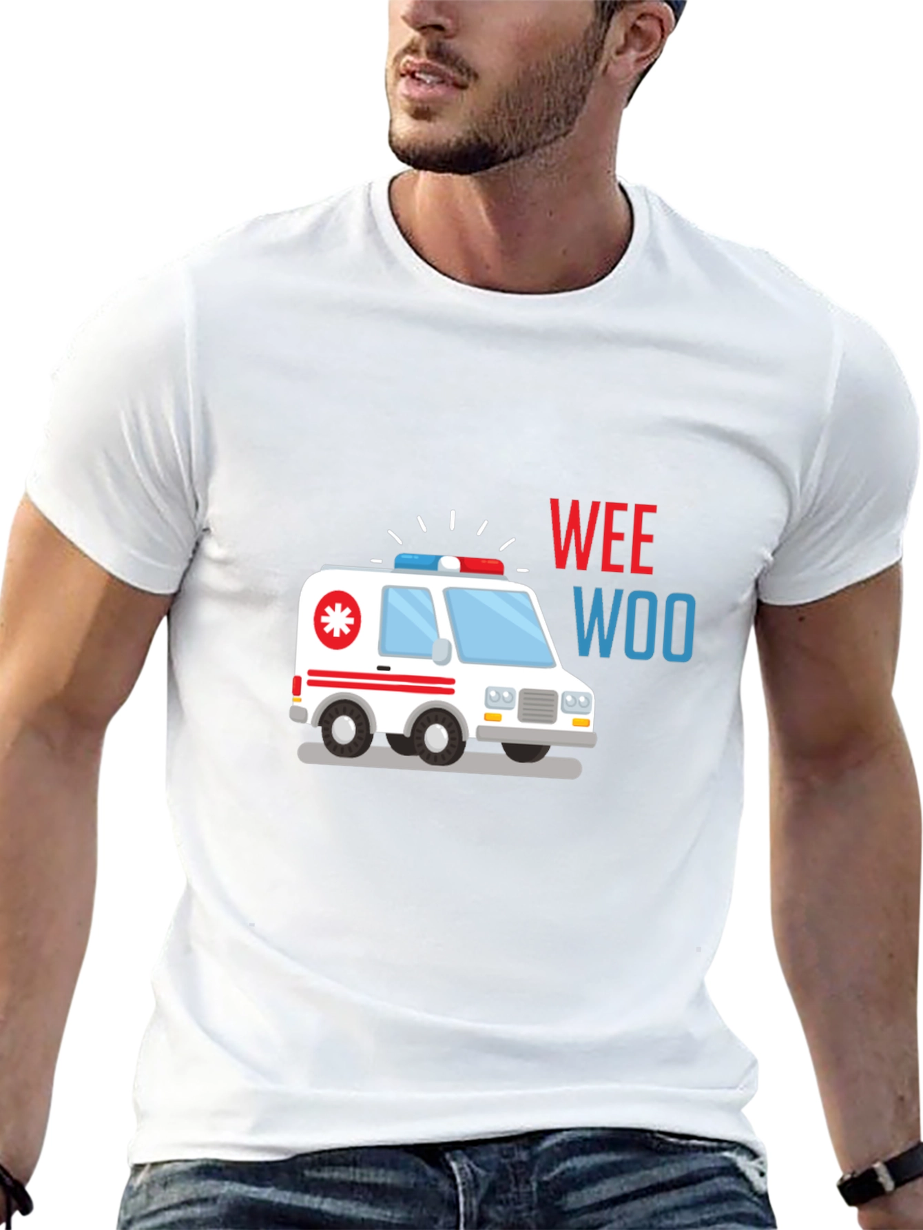 Black Ambulance Wee Woo Graphic T-Shirt - Black view 13