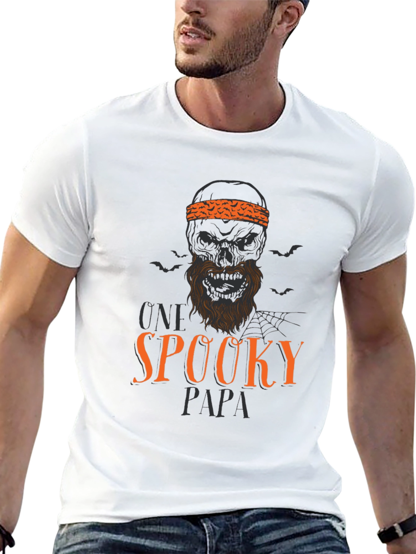 Black Spooky Papa Halloween Graphic T-Shirt view 13
