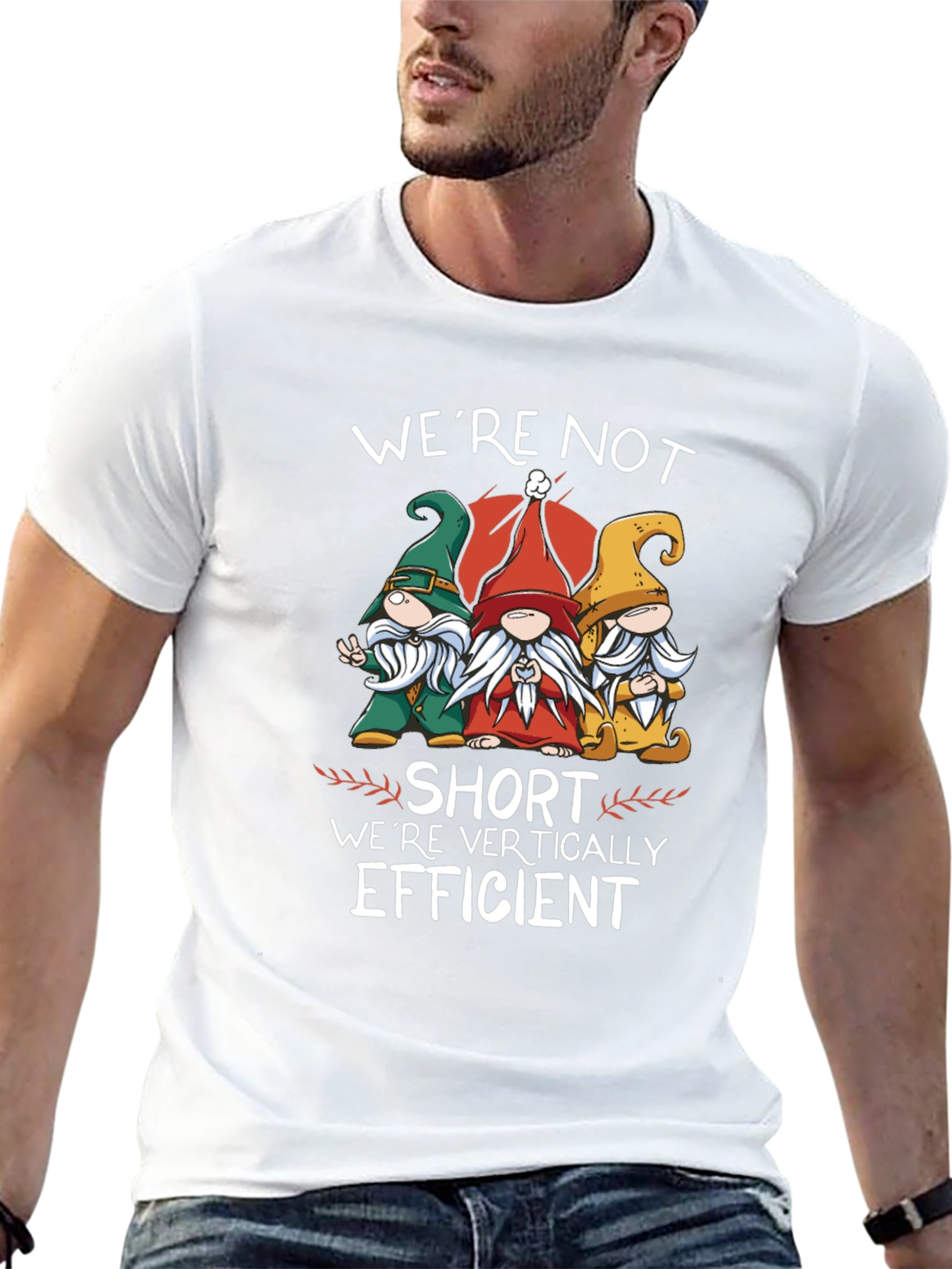 Black Funny Gnome T-Shirt - We're Vertically Efficient view 13