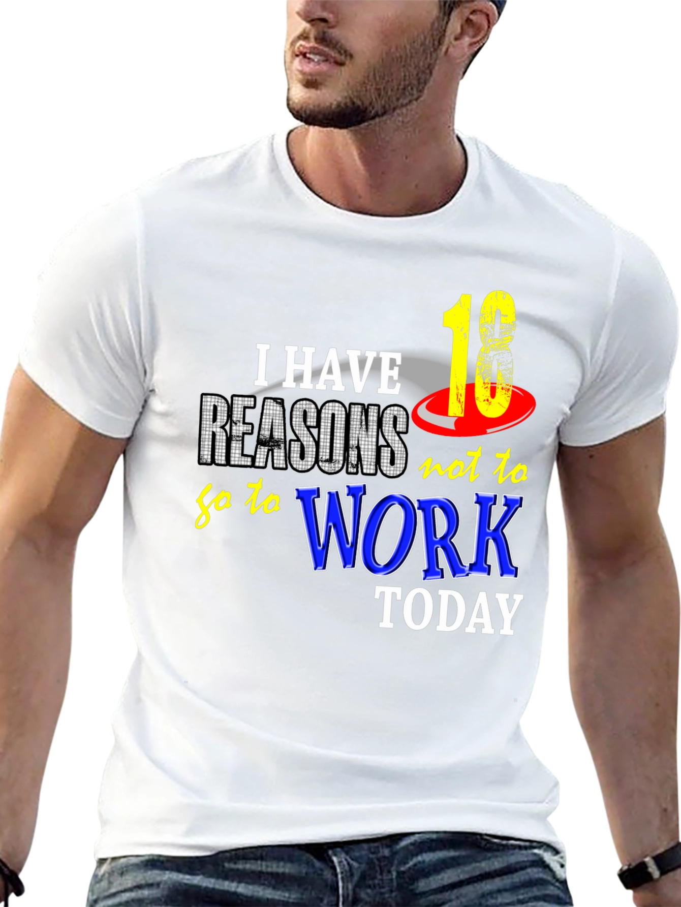 Black Funny "18 Reasons Not to Work" Graphic Tee view 13