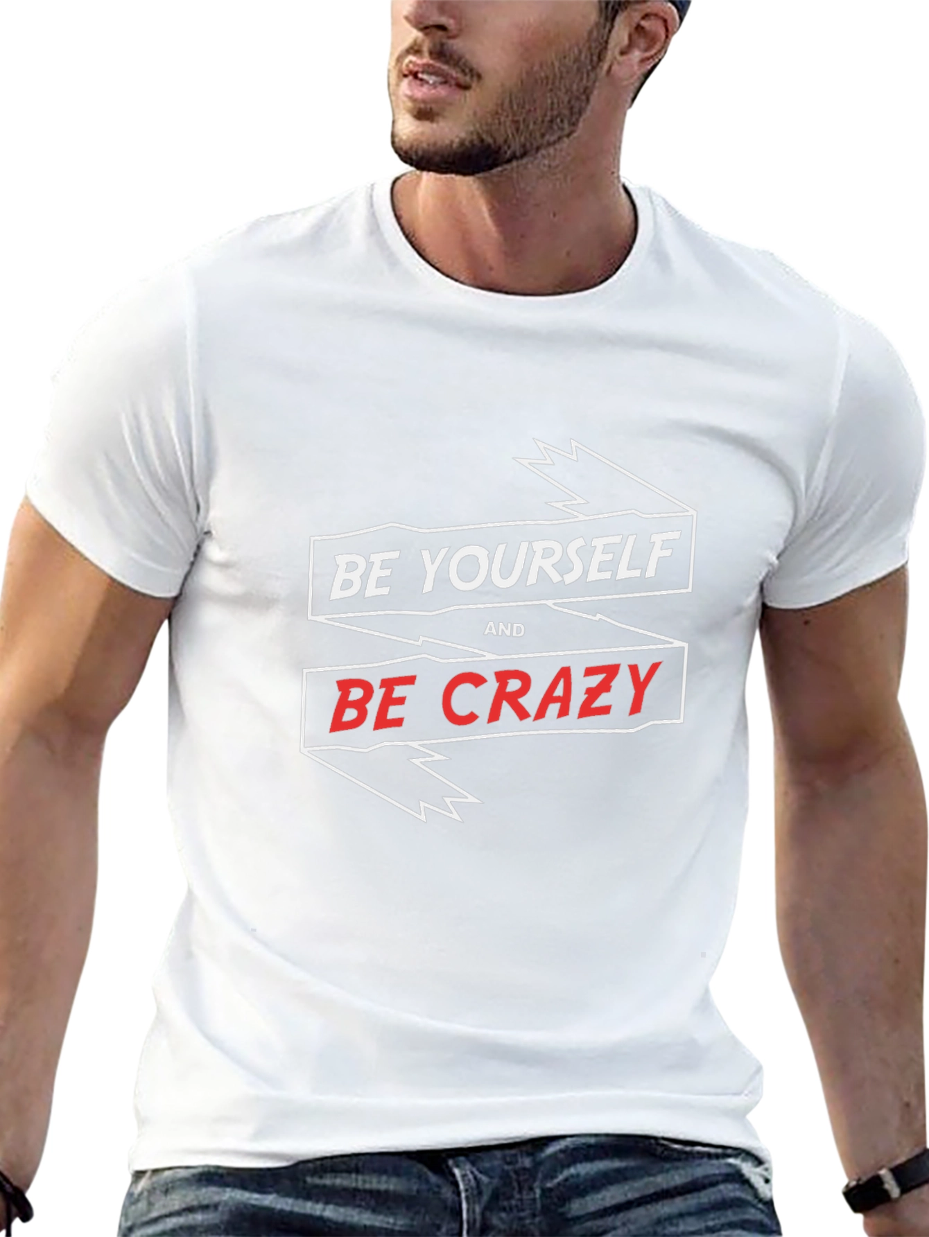 Black Be Yourself and Be Crazy Graphic Tee - Men's Black T-Shirt view 13