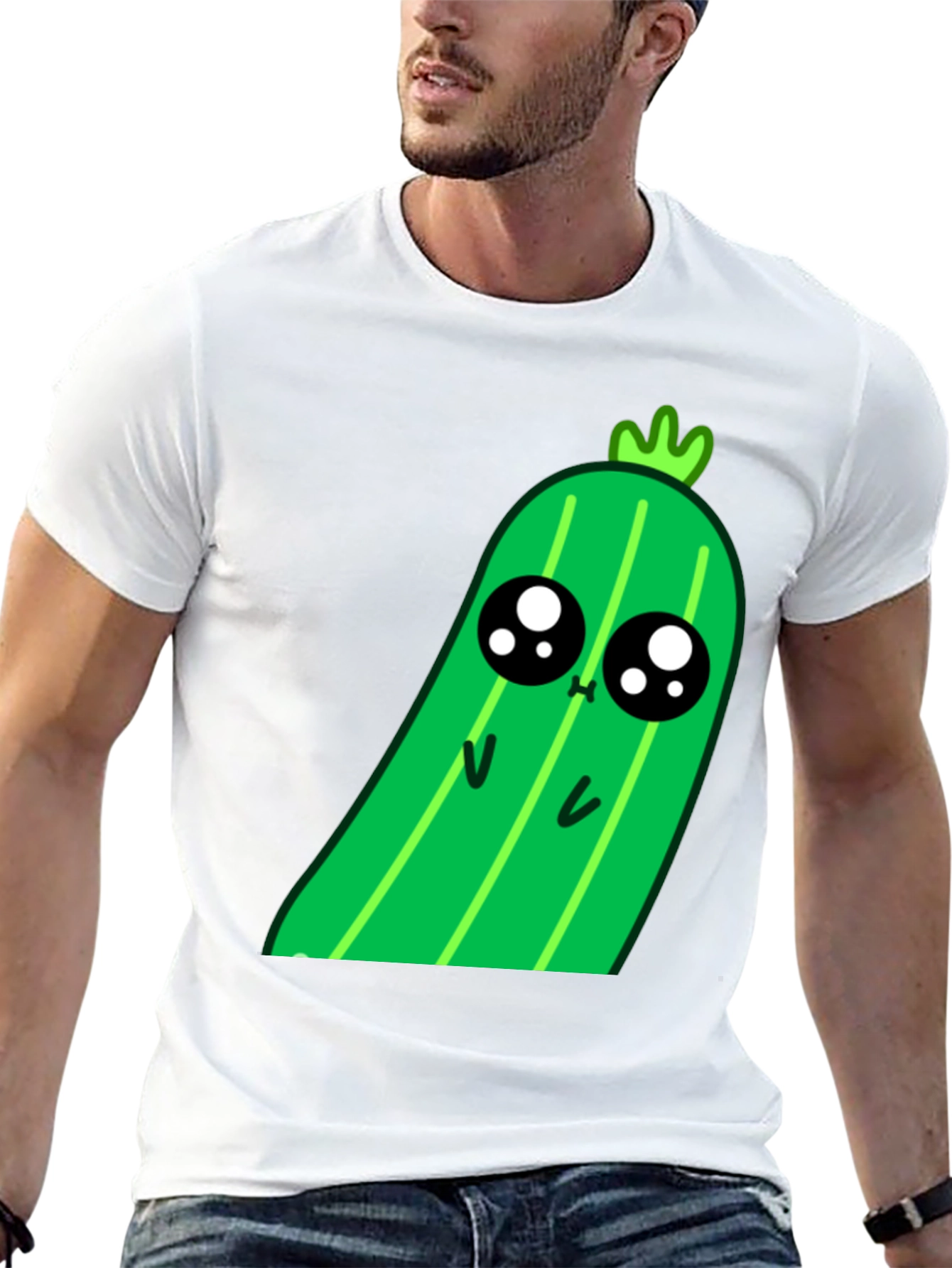 Black Kawaii Pickle Graphic Tee - Cute Food Shirt view 13