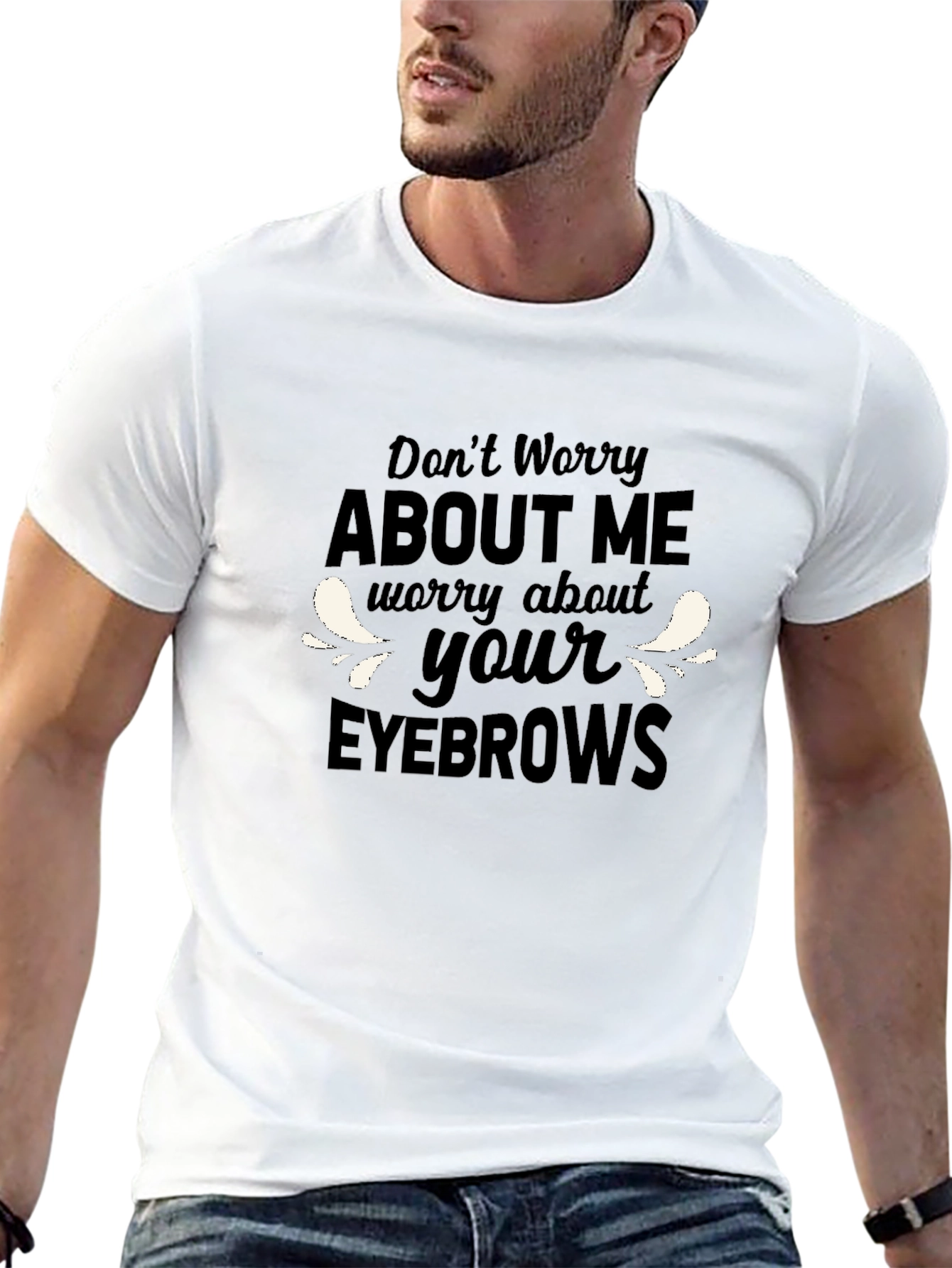 Black Funny "Eyebrows" Graphic T-Shirt view 13