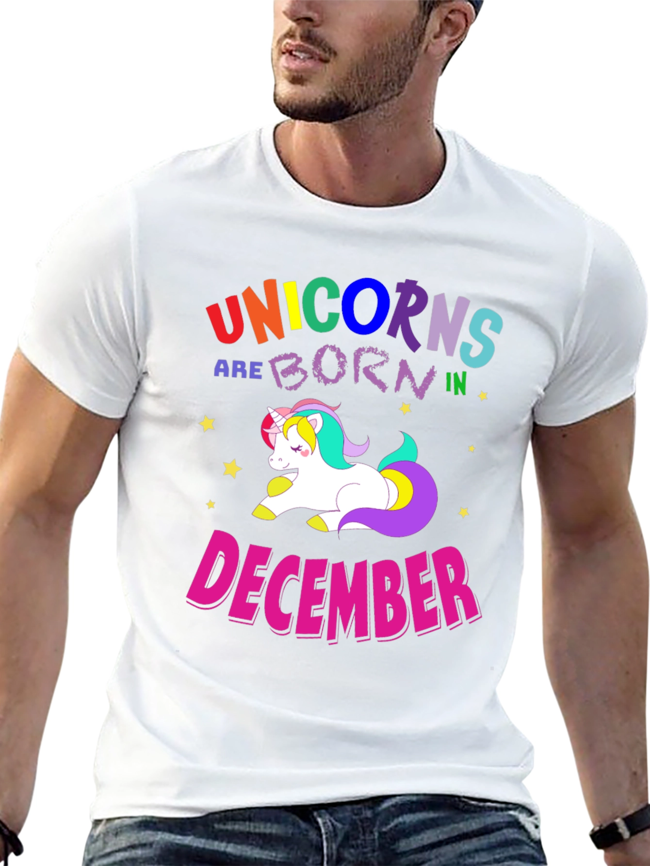 Black Unicorns Born in December T-Shirt view 13