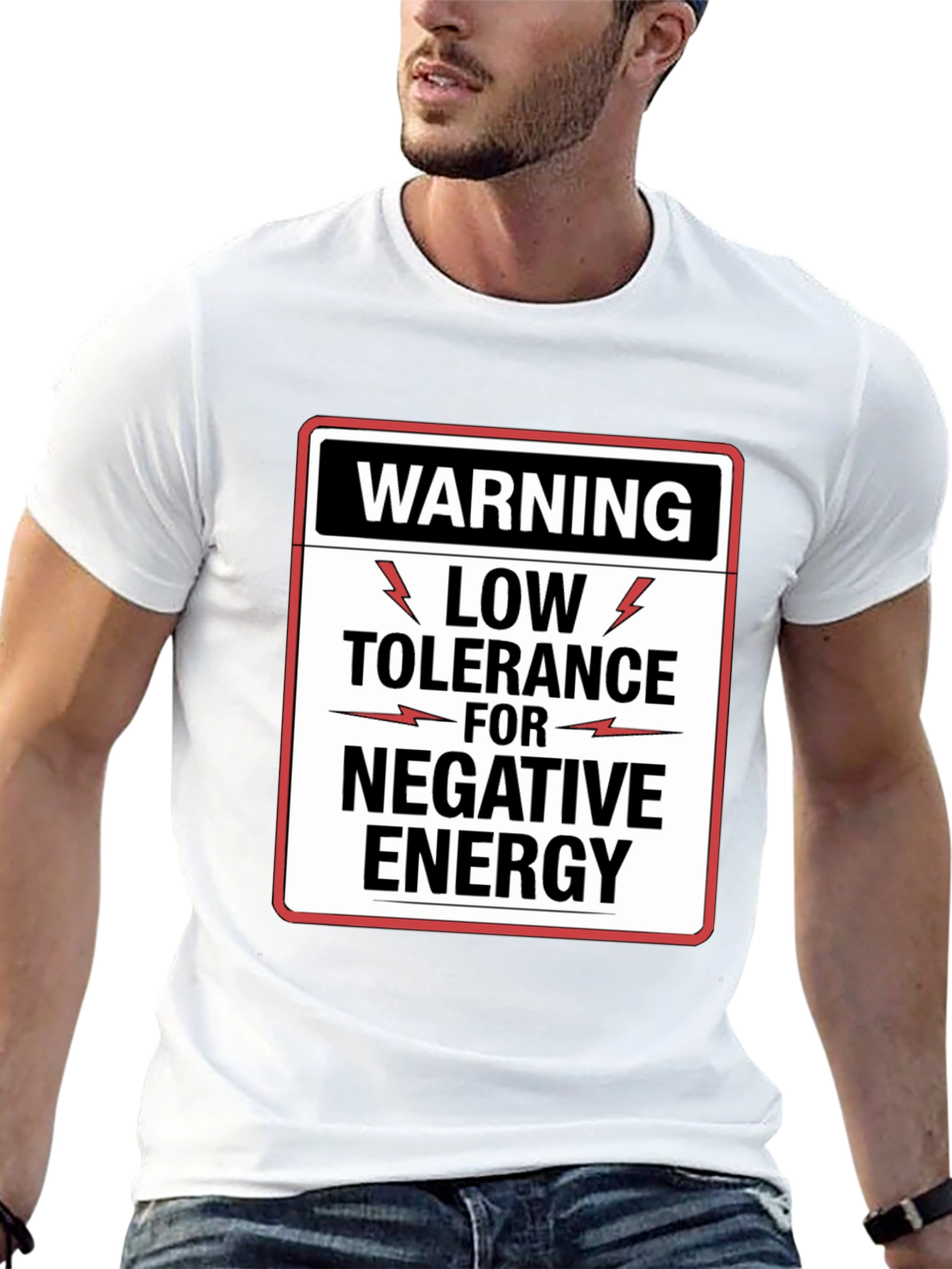 Black Warning Low Tolerance Negative Energy Graphic Tee view 13