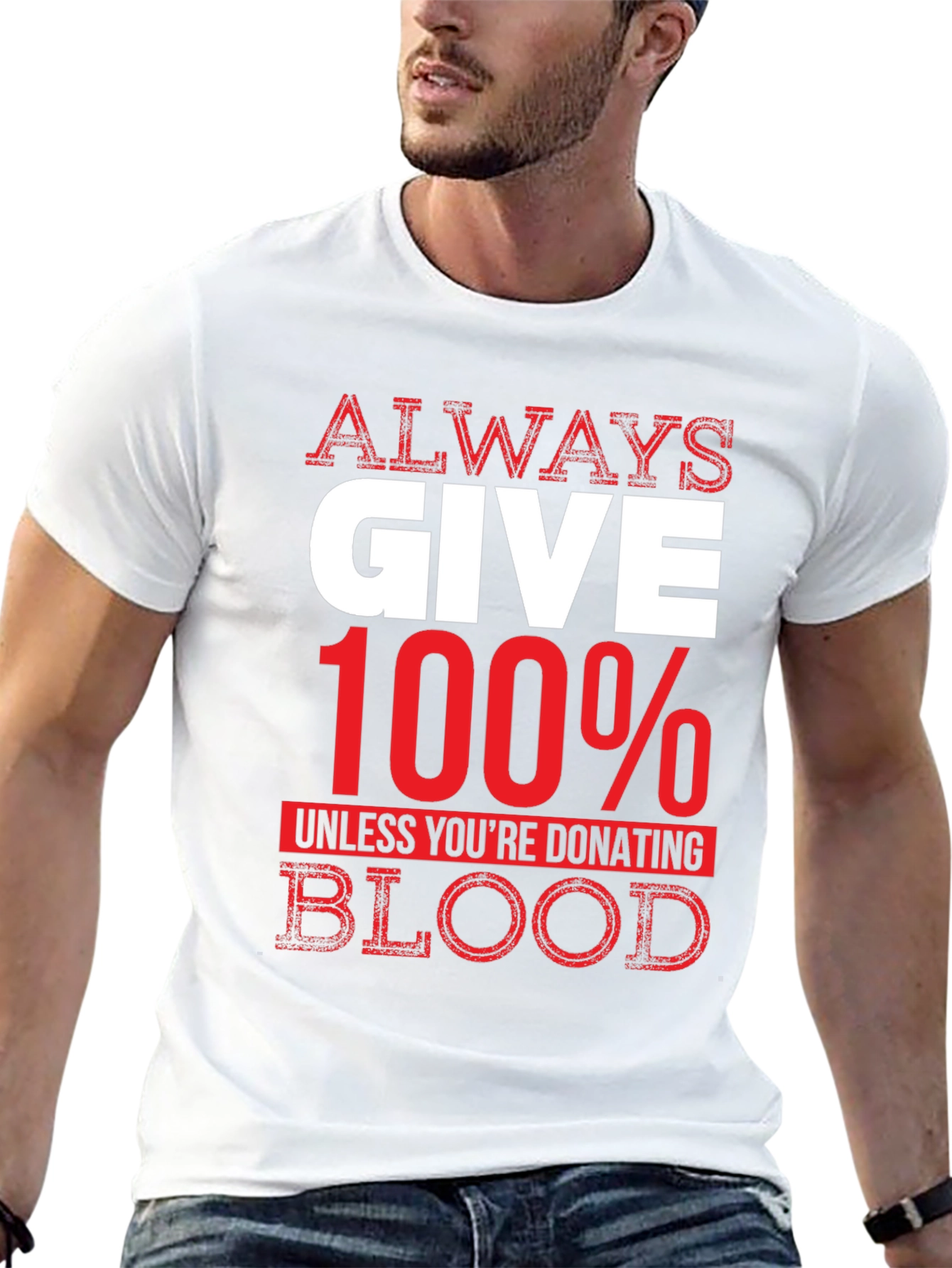 Black Always Give 100% Unless Blood Donation Graphic Tee view 13