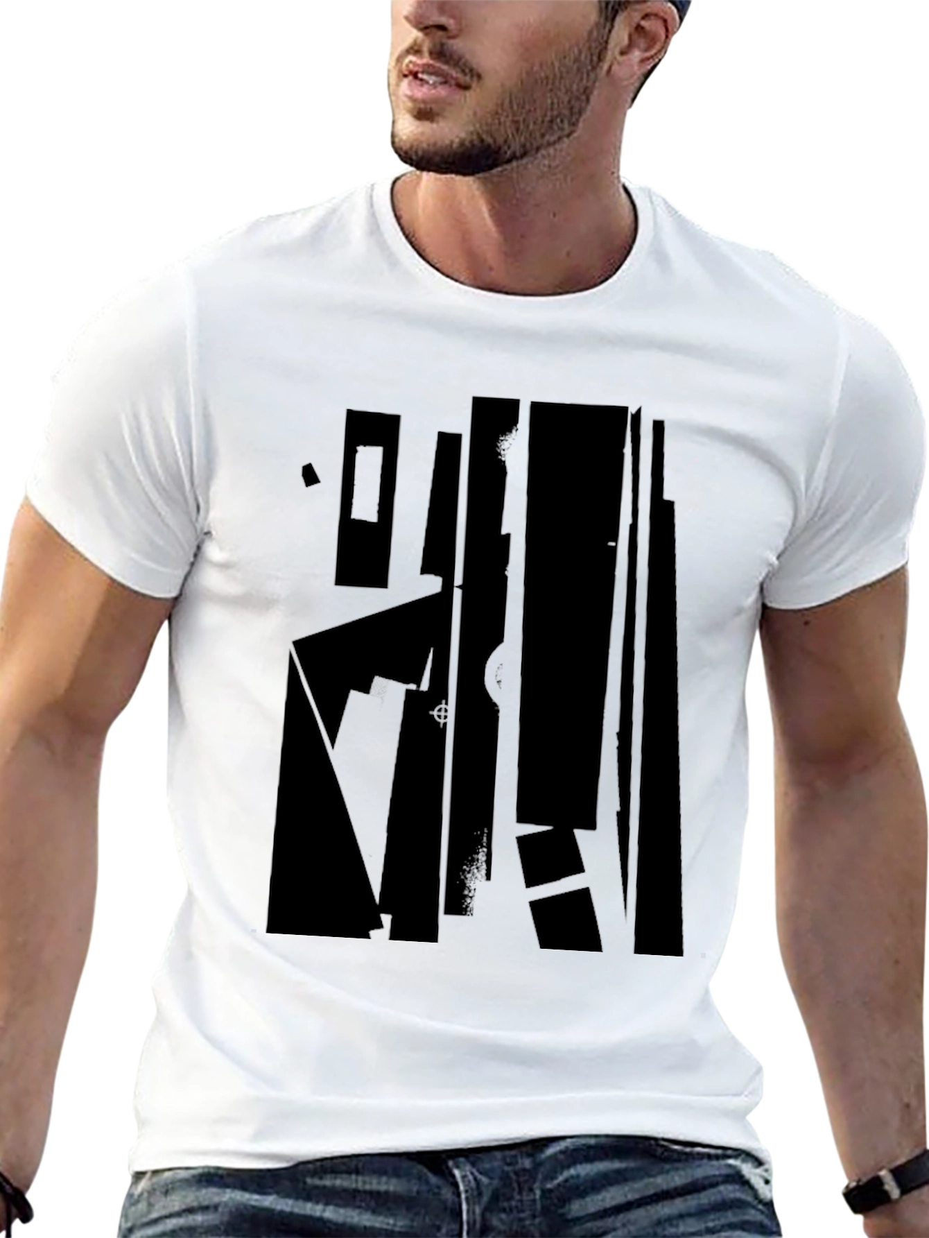 Black Abstract Graphic Black T-Shirt - Modern Minimalist Design view 13