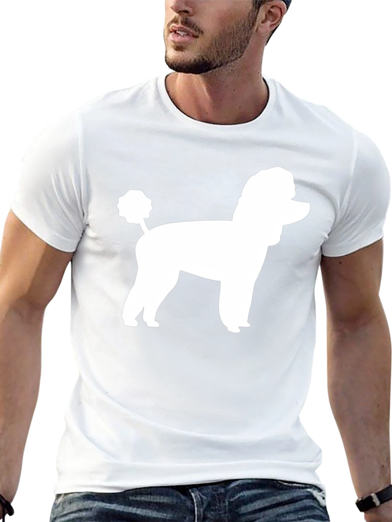 Black Poodle Silhouette Black T-Shirt view 13