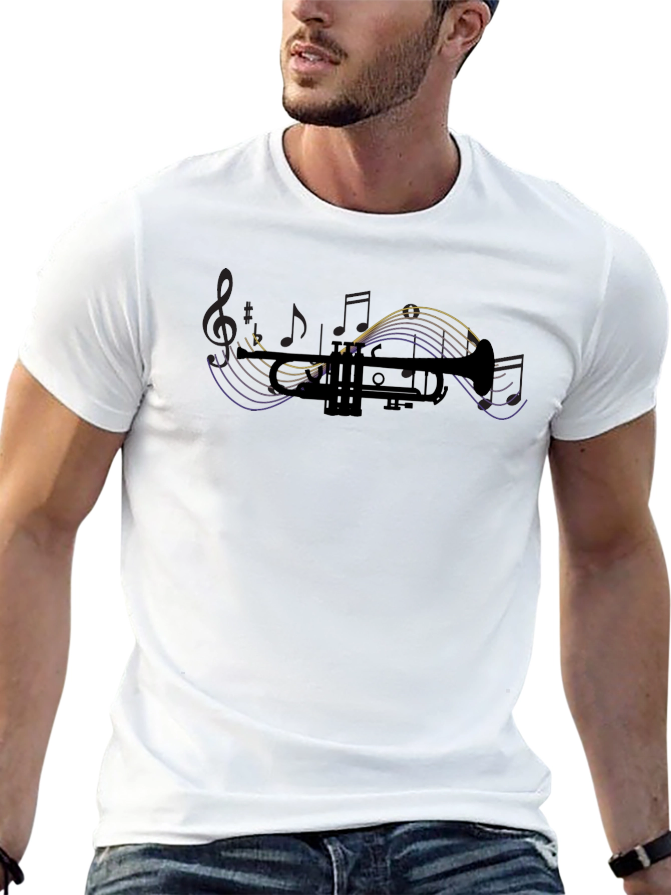 Black Music Lover Trumpet Graphic Black Tee view 13