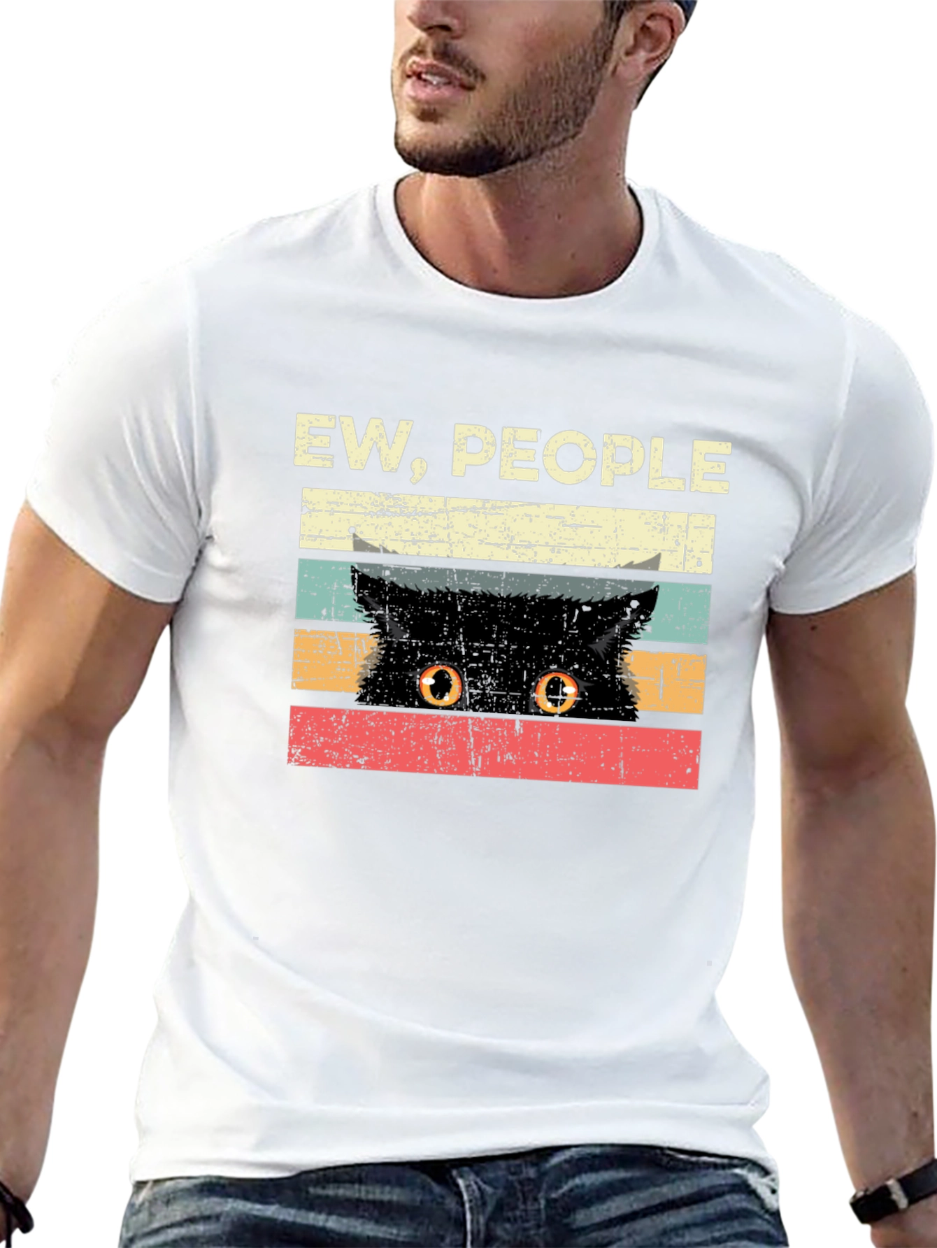 Black Ew People Cat Graphic Tee - Novelty T-Shirt view 13