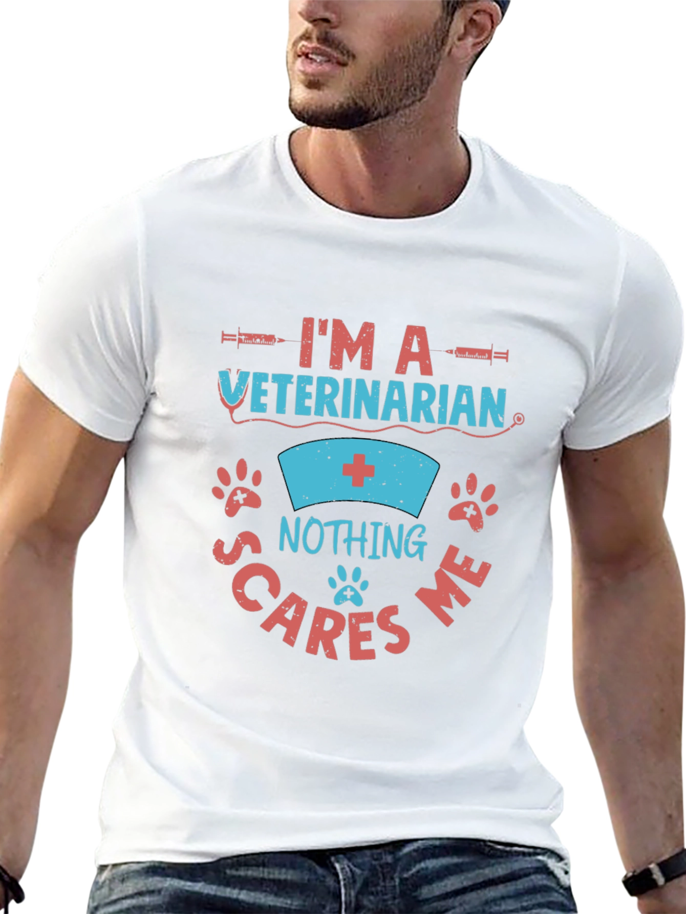 Black Veterinarian Nothing Scares Me Graphic T-Shirt view 13