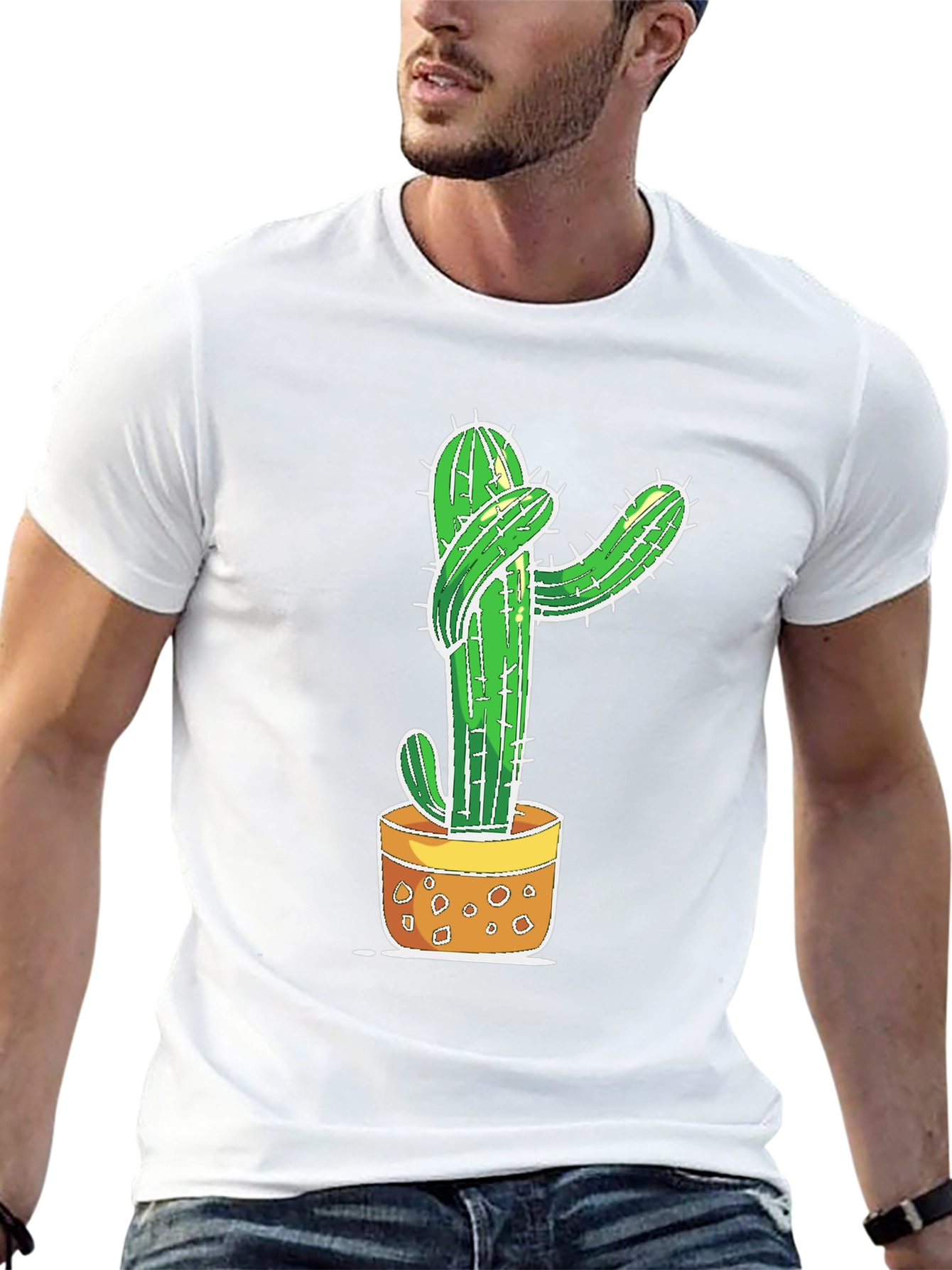 Black Cactus Hug Graphic T-Shirt - Unisex view 13