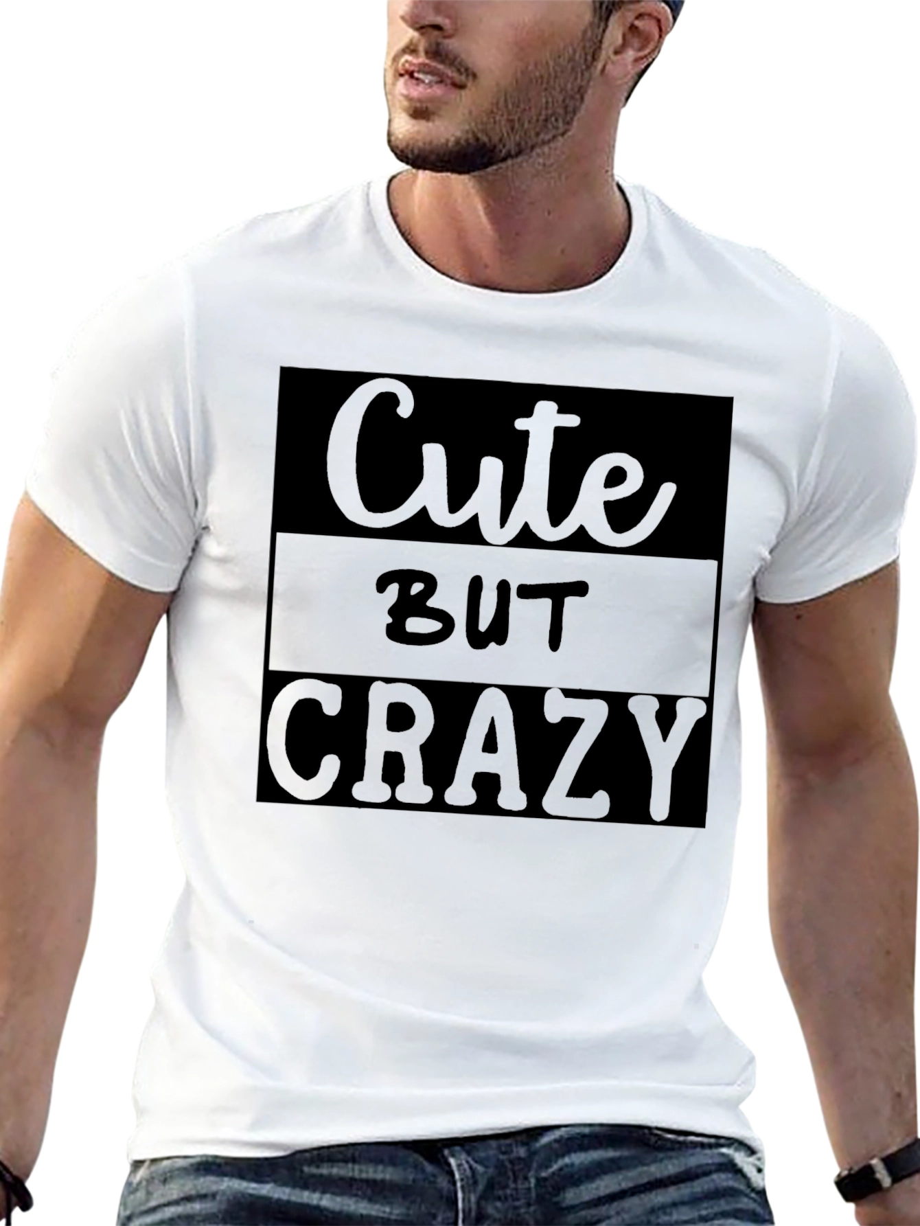 Black Cute But Crazy Graphic Tee - Black Unisex Shirt view 13