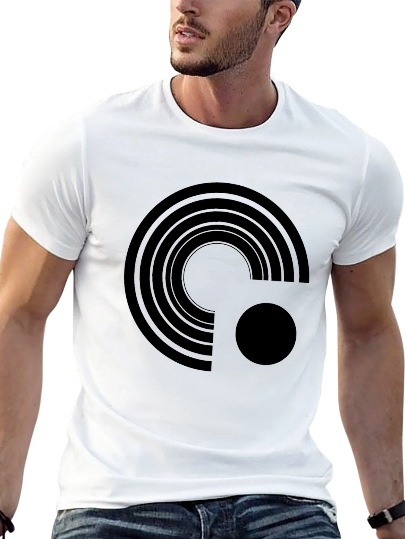 Black Modern Graphic Tee - Black Minimalist Design view 13