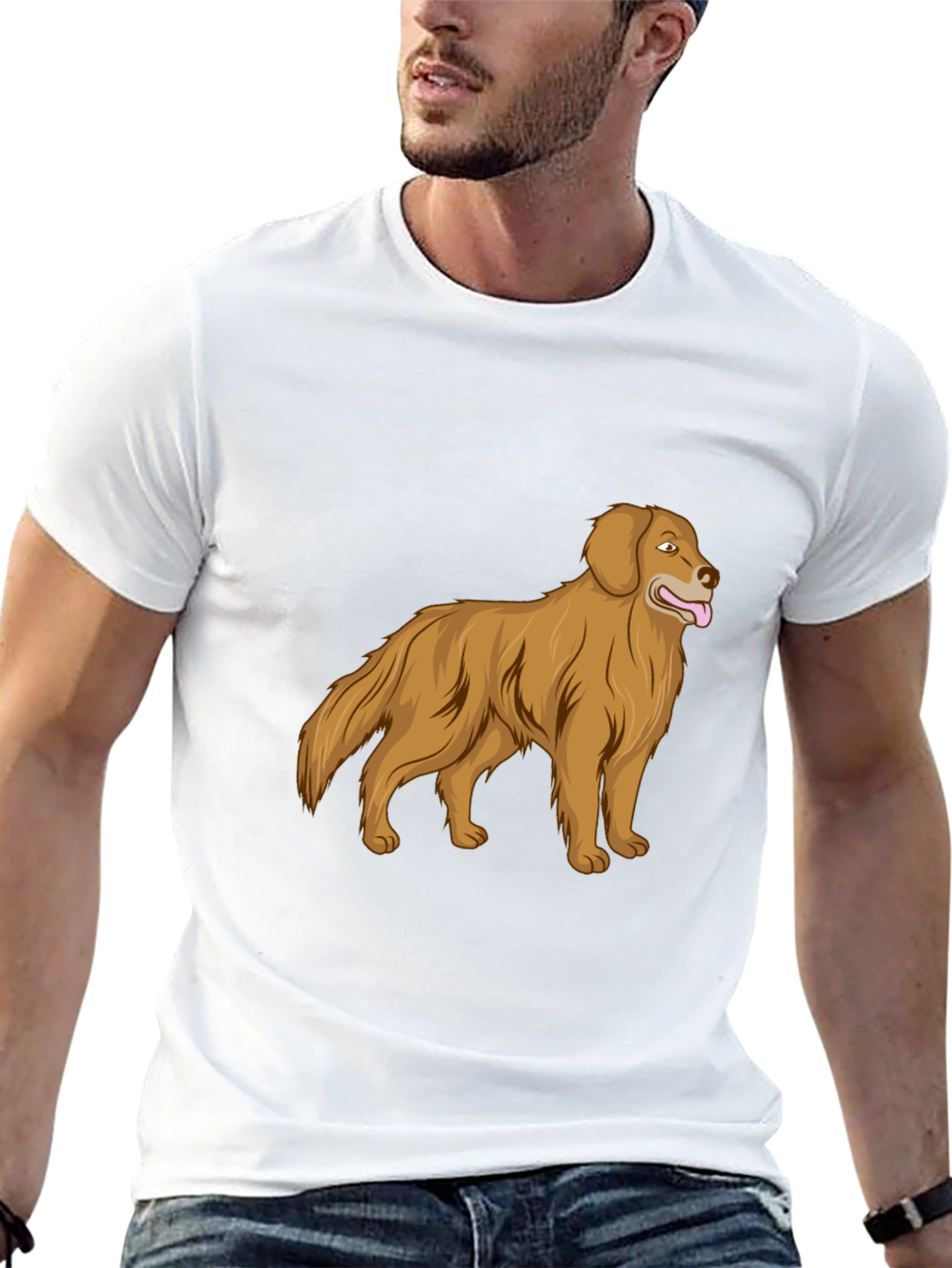 Black Golden Retriever Graphic Print T-Shirt view 13