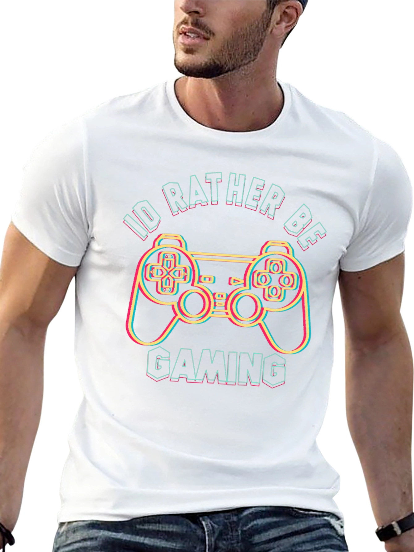 Black I'd Rather Be Gaming T-Shirt - Gamer Gift view 13