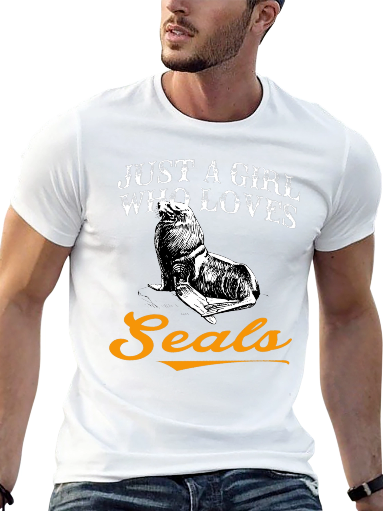 Black Just a Girl Who Loves Seals Graphic T-Shirt view 13