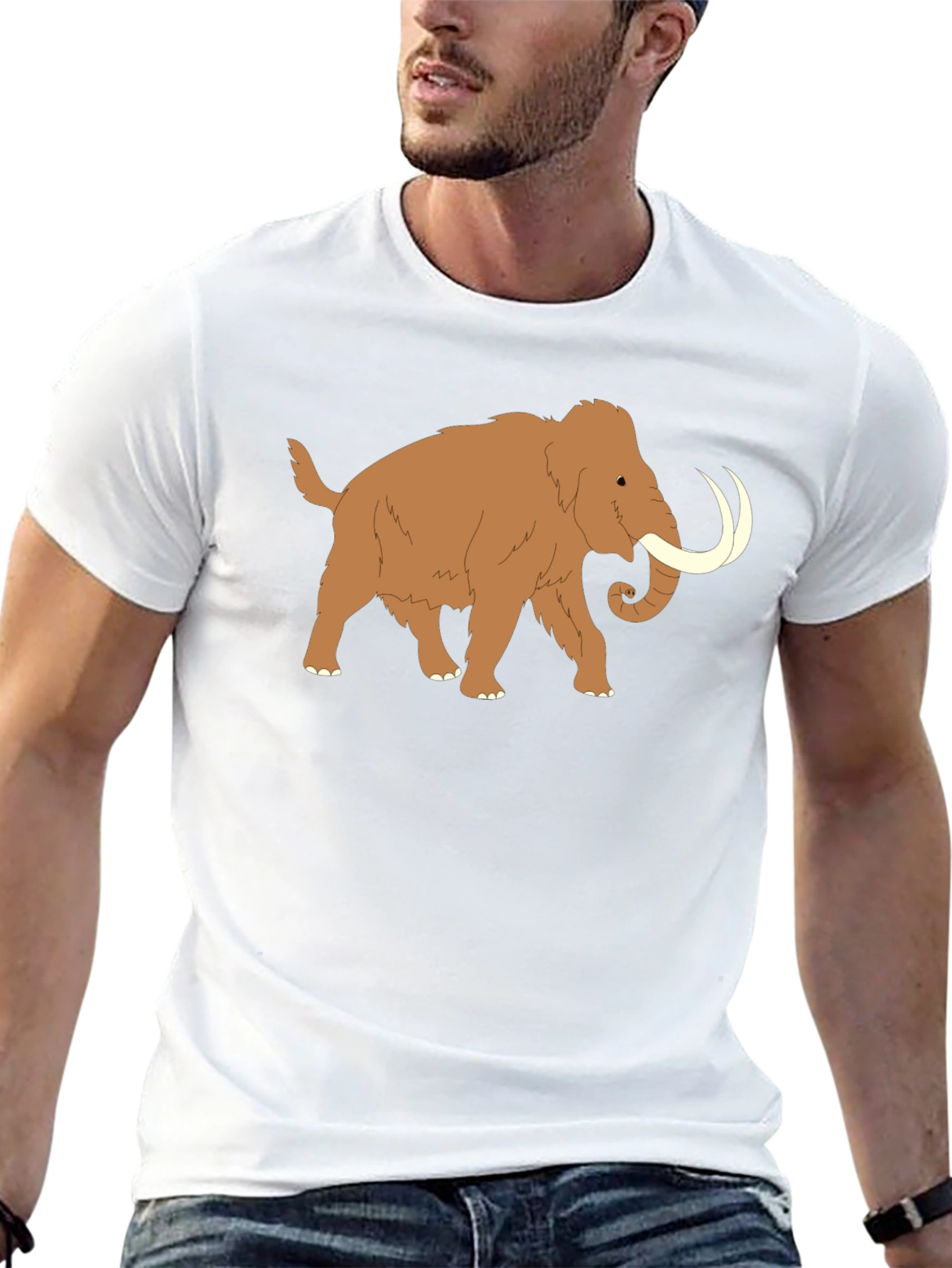 Black Woolly Mammoth Graphic Tee - Black Cotton T-Shirt view 13