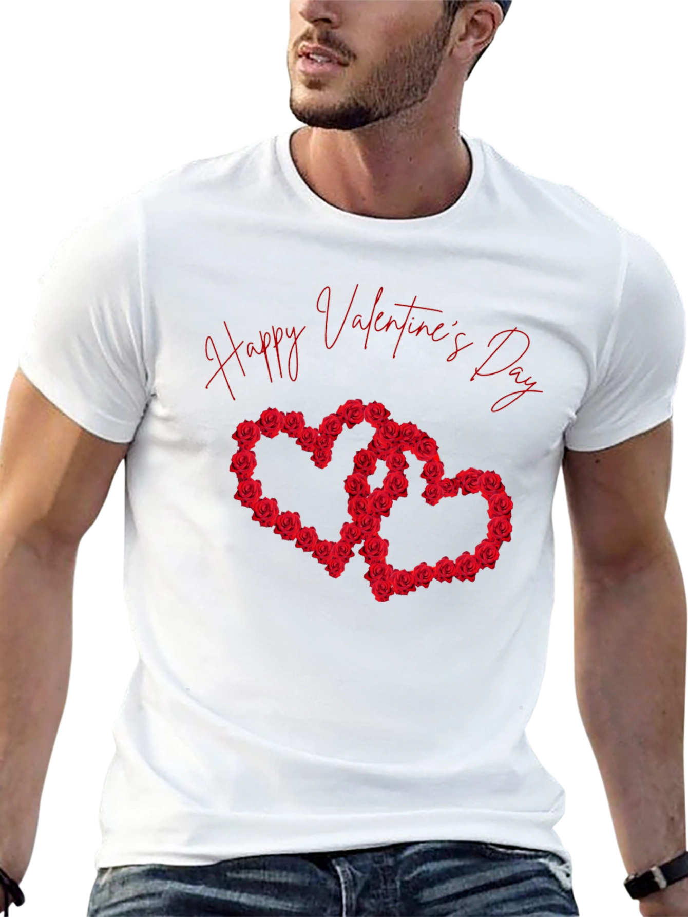 Black Happy Valentine's Day Rose Heart Graphic Tee view 13