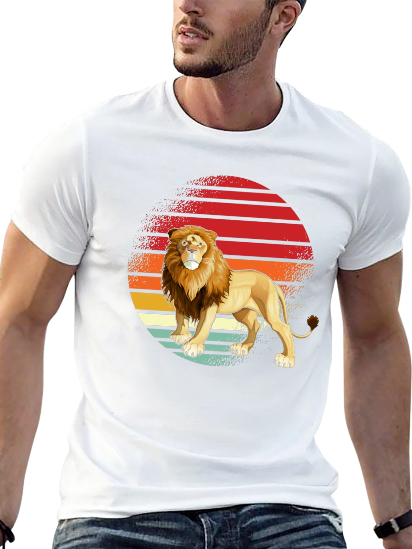 Black Lion Sunset Graphic Tee - Retro Style view 13