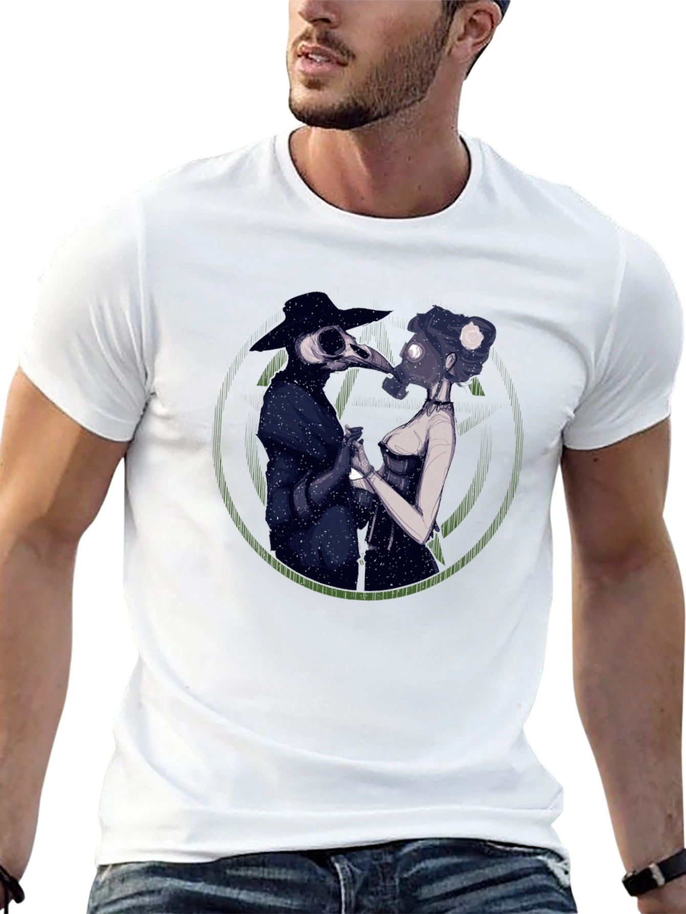Black Plague Doctor Couple Graphic Tee - Black view 13