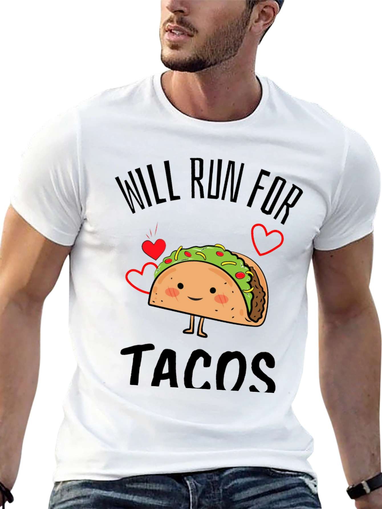 Black Will Run for Tacos Funny Graphic Tee Shirt view 13
