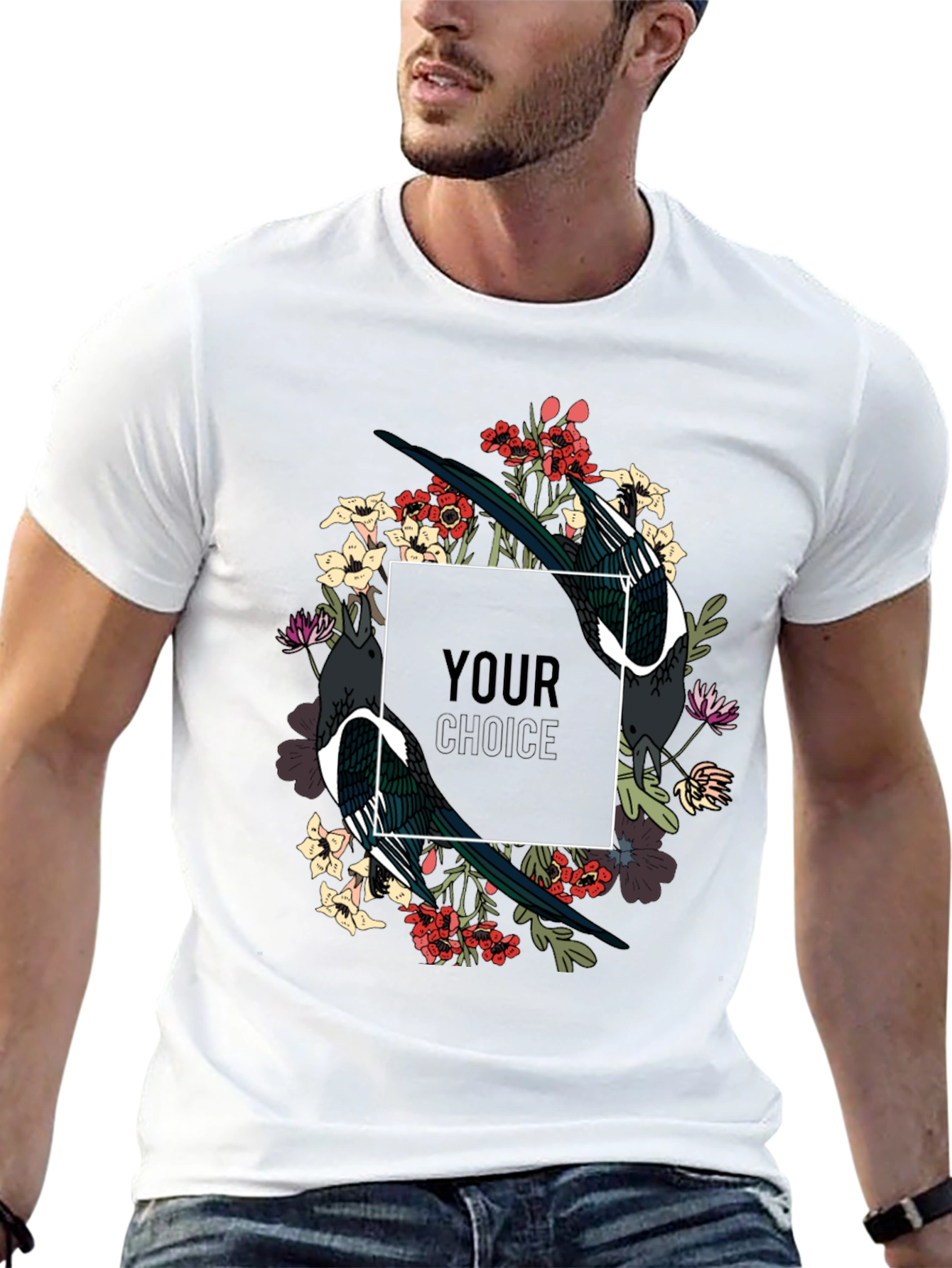 Black Floral Bird Graphic T-Shirt view 13