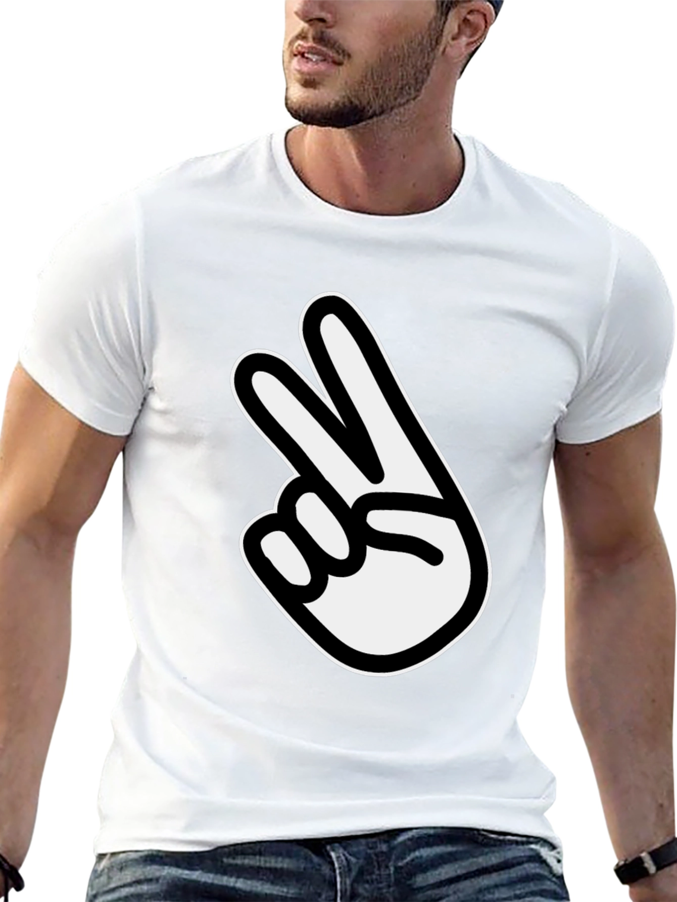 Black Peace Sign Graphic Tee - Classic Black Comfort view 13