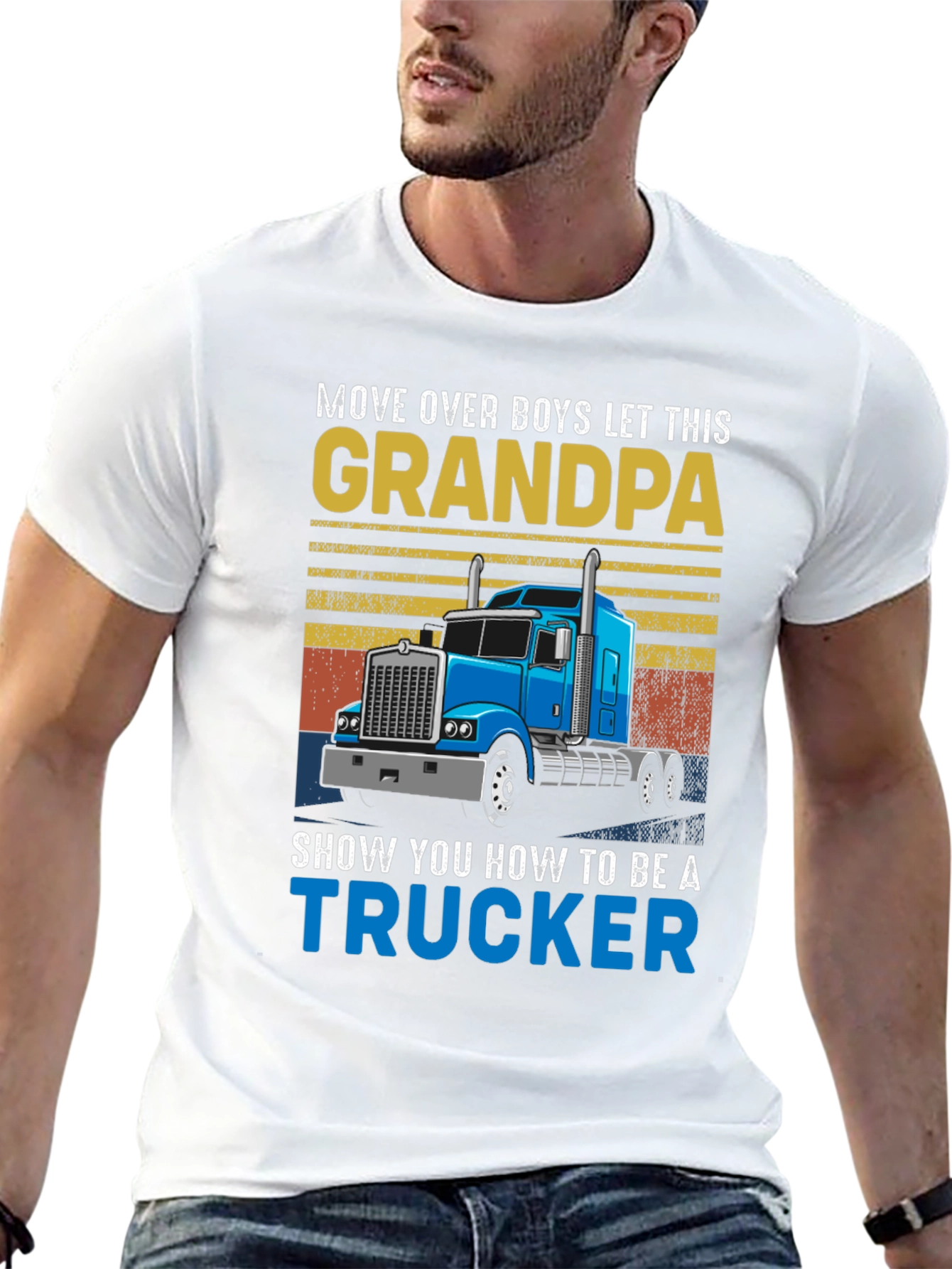 Black Grandpa Trucker T-Shirt: Move Over Boys! view 13