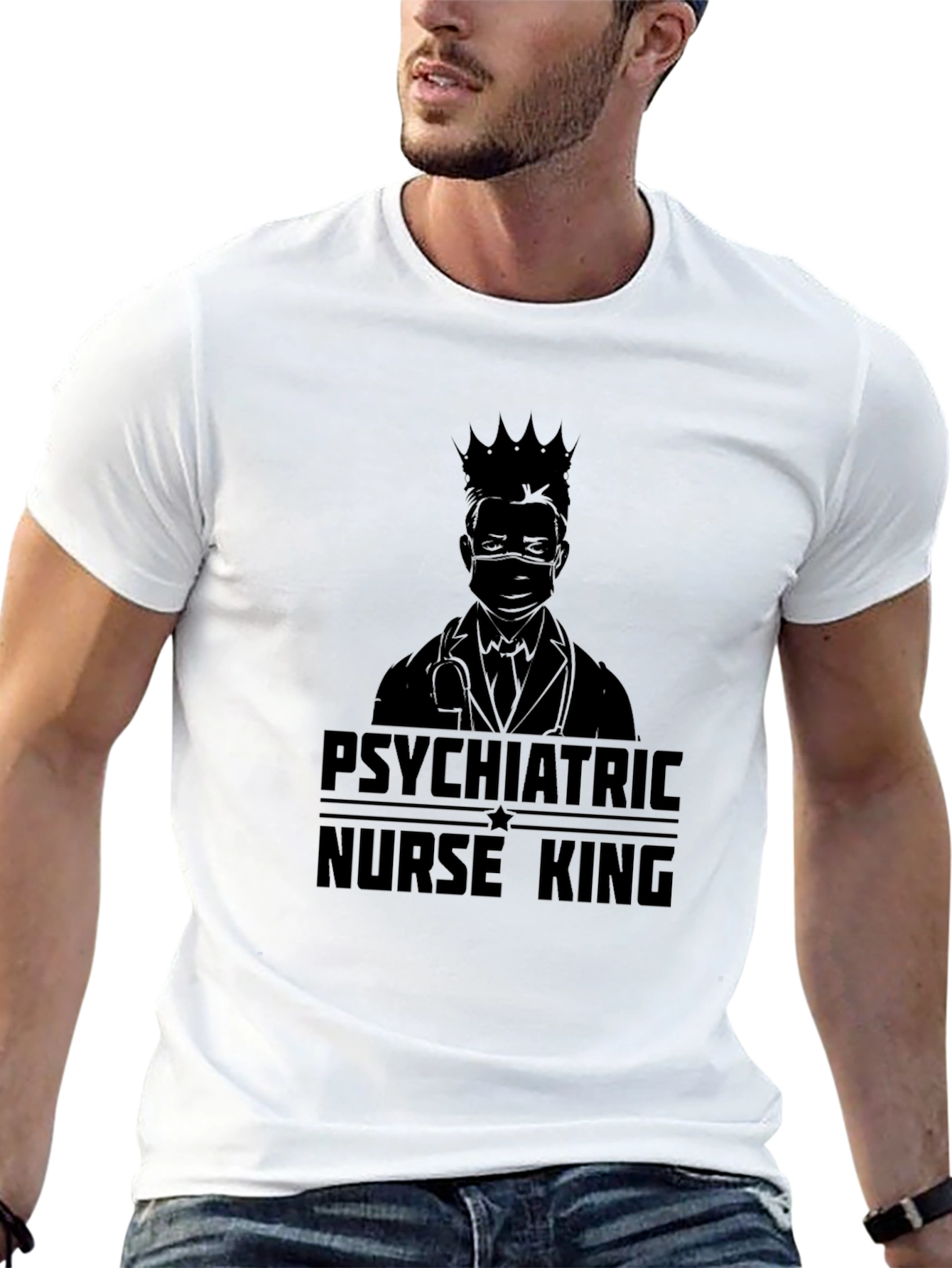 Black Psychiatric Nurse King T-Shirt view 13