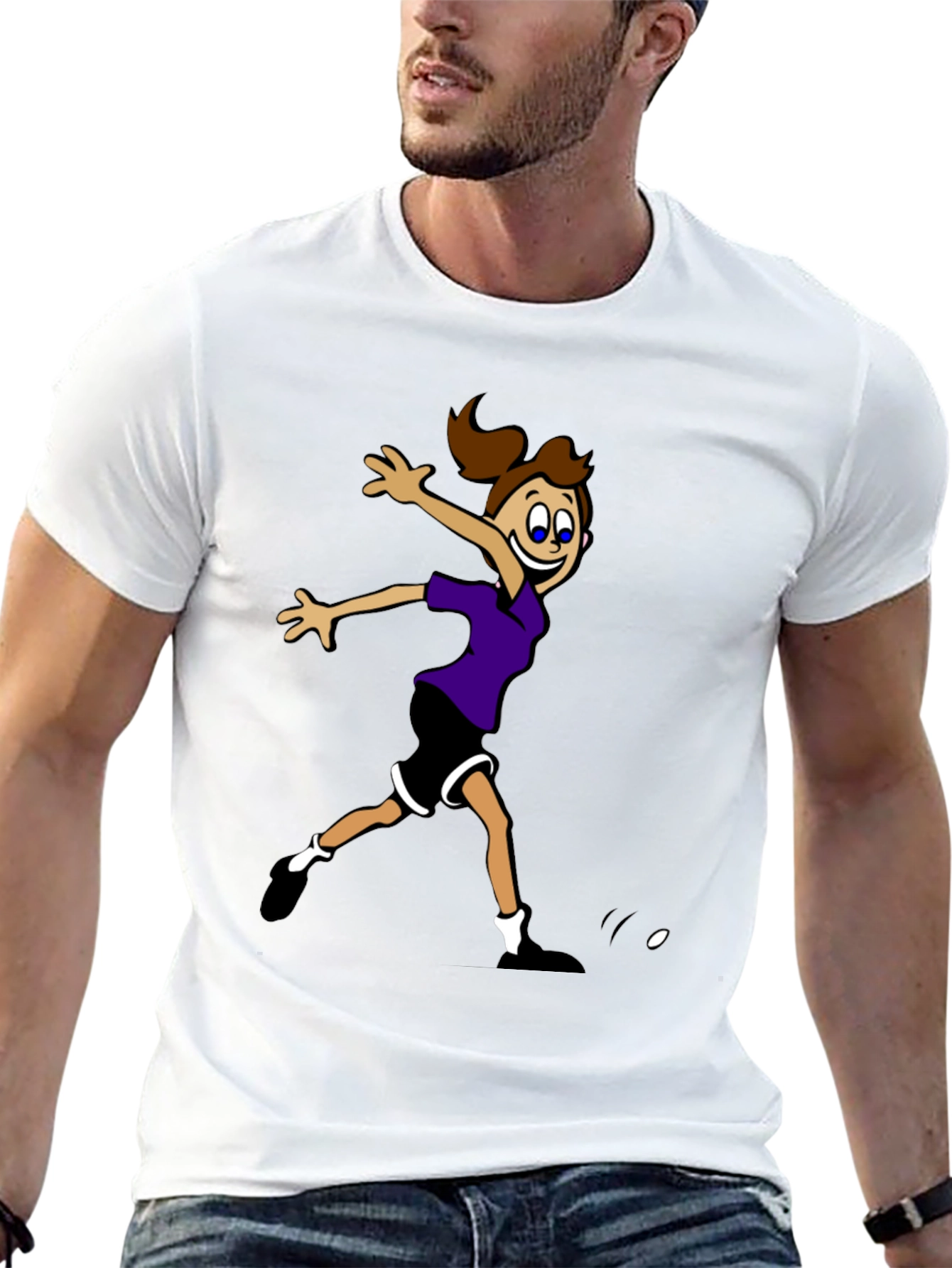 Black Cartoon Girl's Sporty Graphic Black T-Shirt view 13