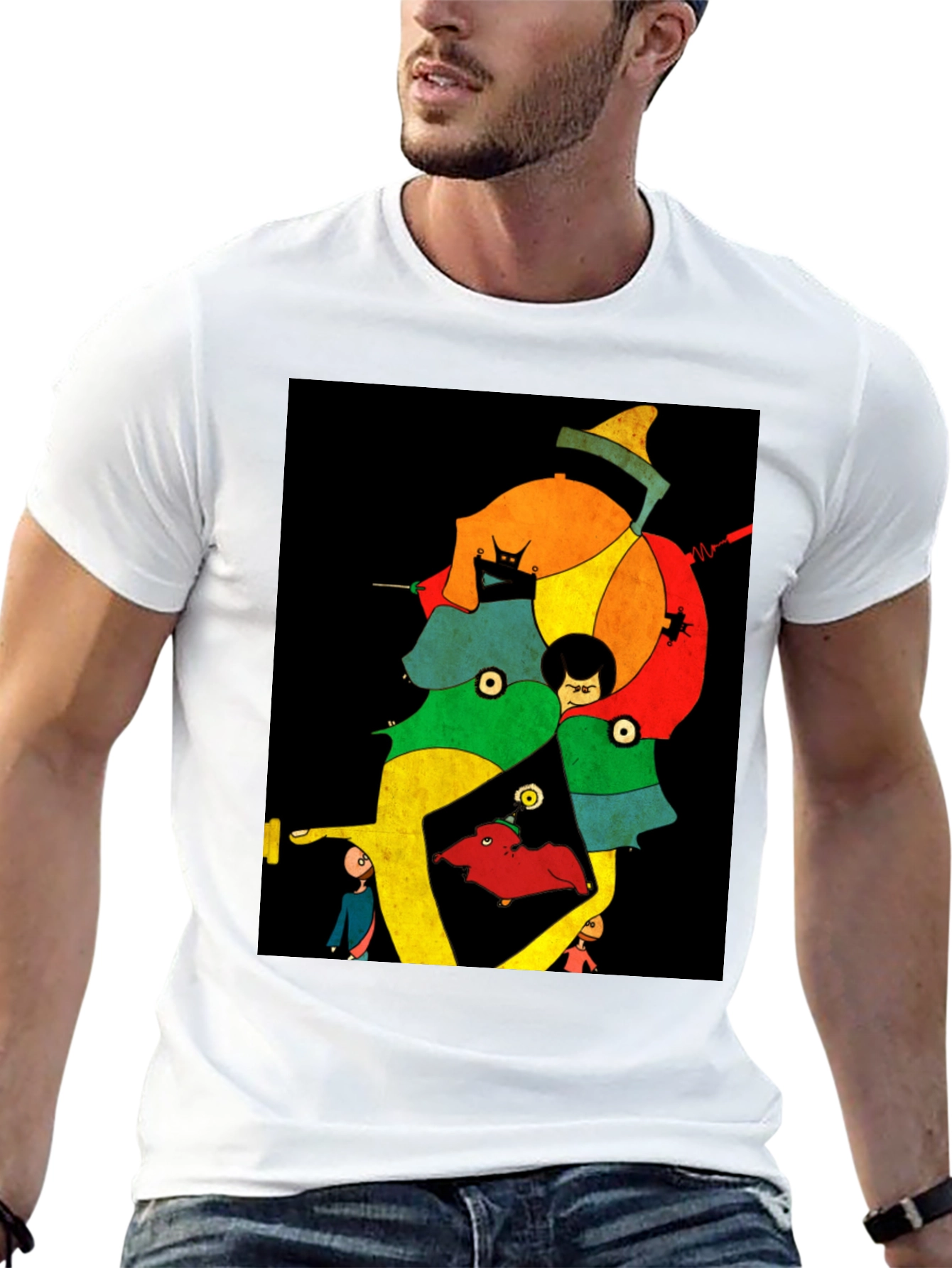 Black Abstract Art Print Black T-Shirt view 13