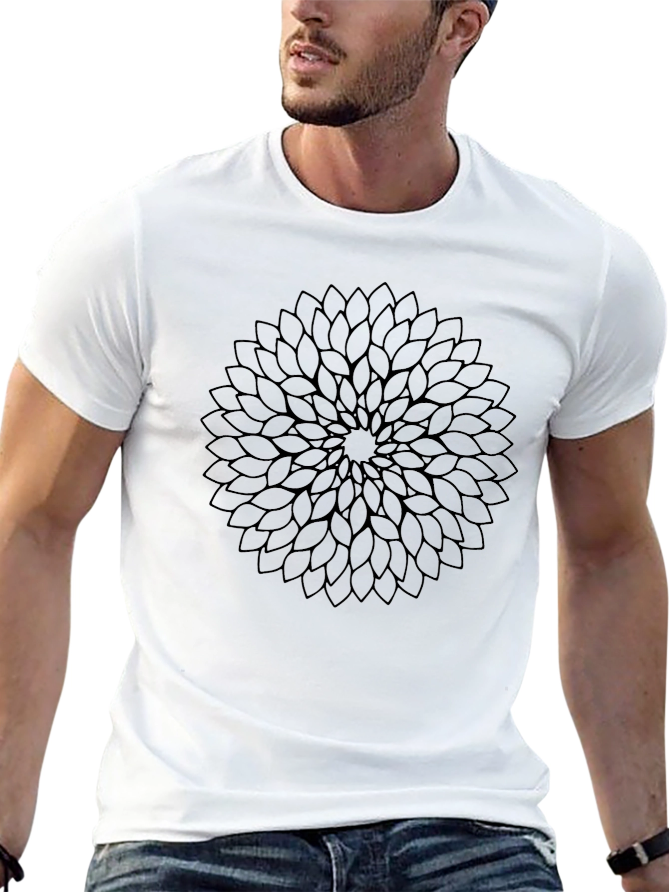 Black Black Floral Mandala Graphic T-Shirt view 13