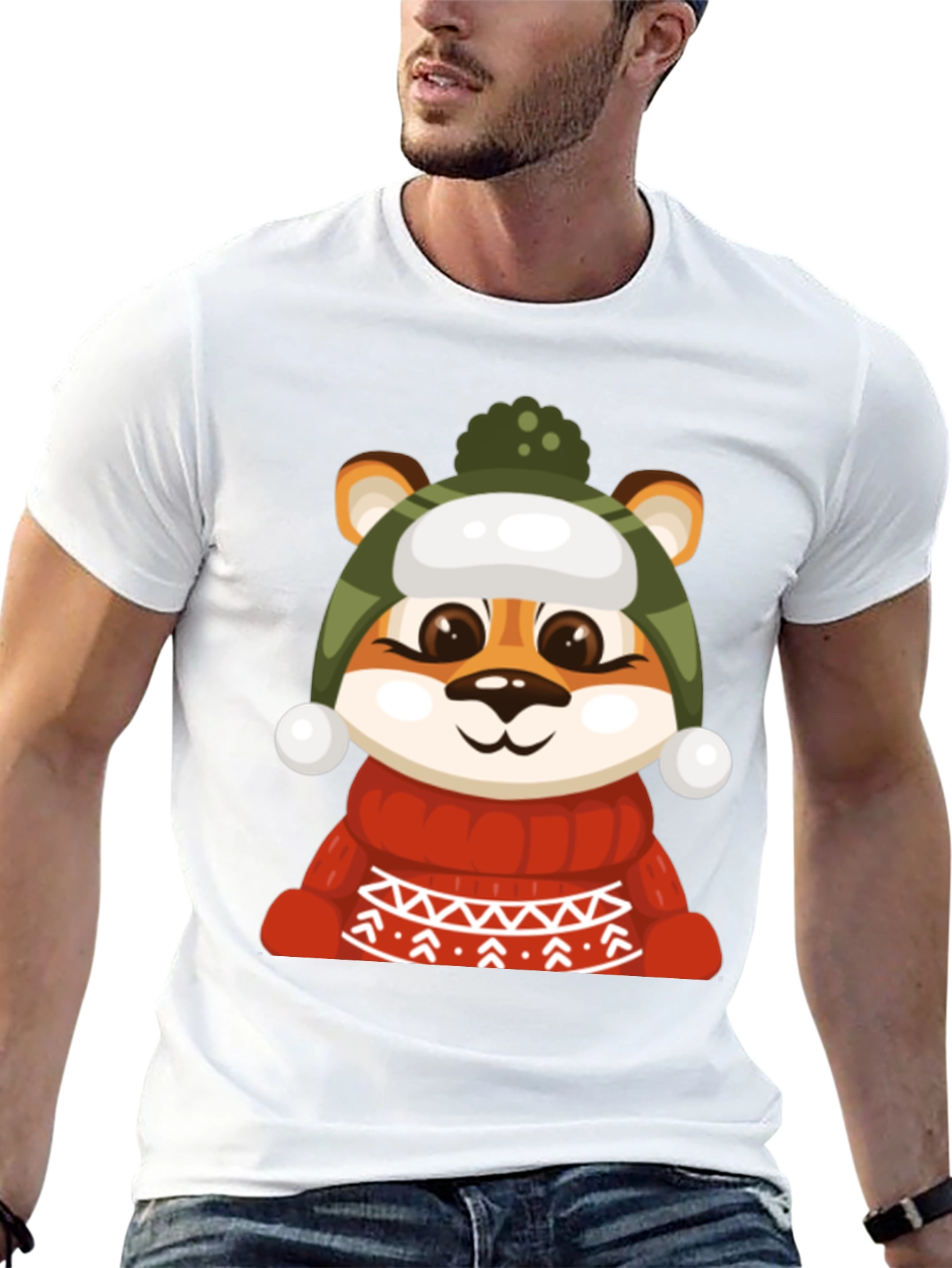 Black Cartoon Animal in Hat Sweater T-Shirt view 13