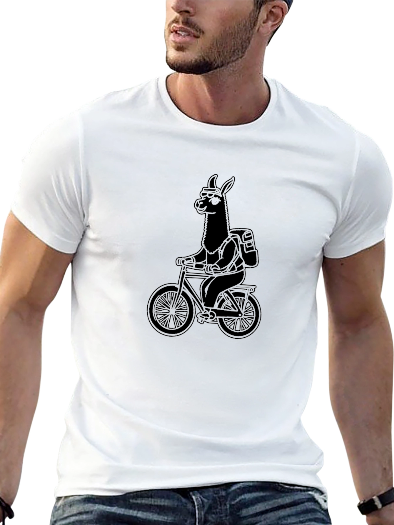 Black Llama Biker Graphic Tee - Black T-Shirt view 13