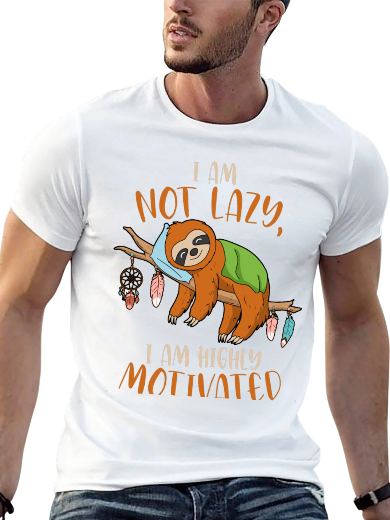 Black I Am Not Lazy Sloth Graphic Tee view 13