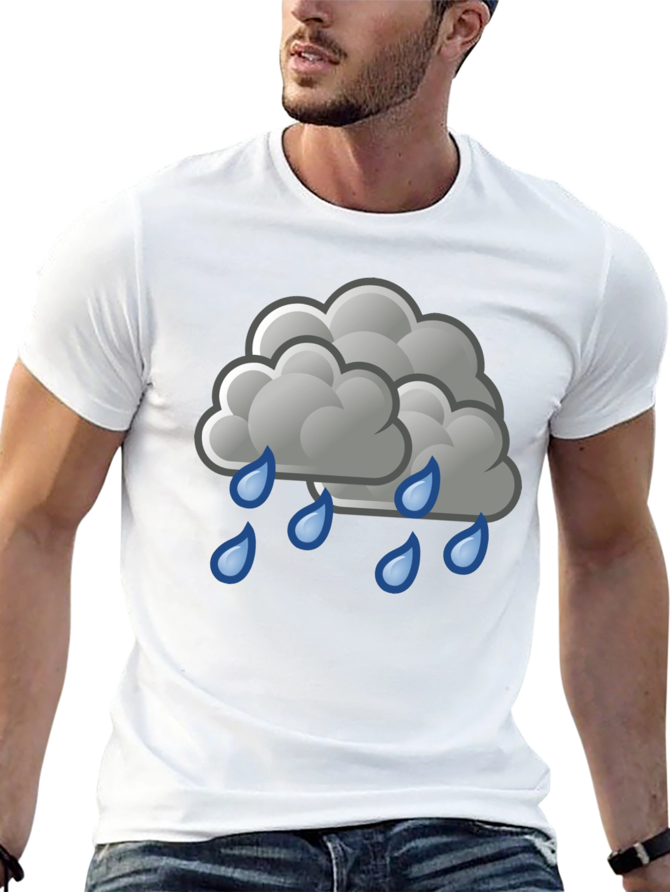 Black Rain Cloud Graphic Tee - Black Cotton Shirt view 13