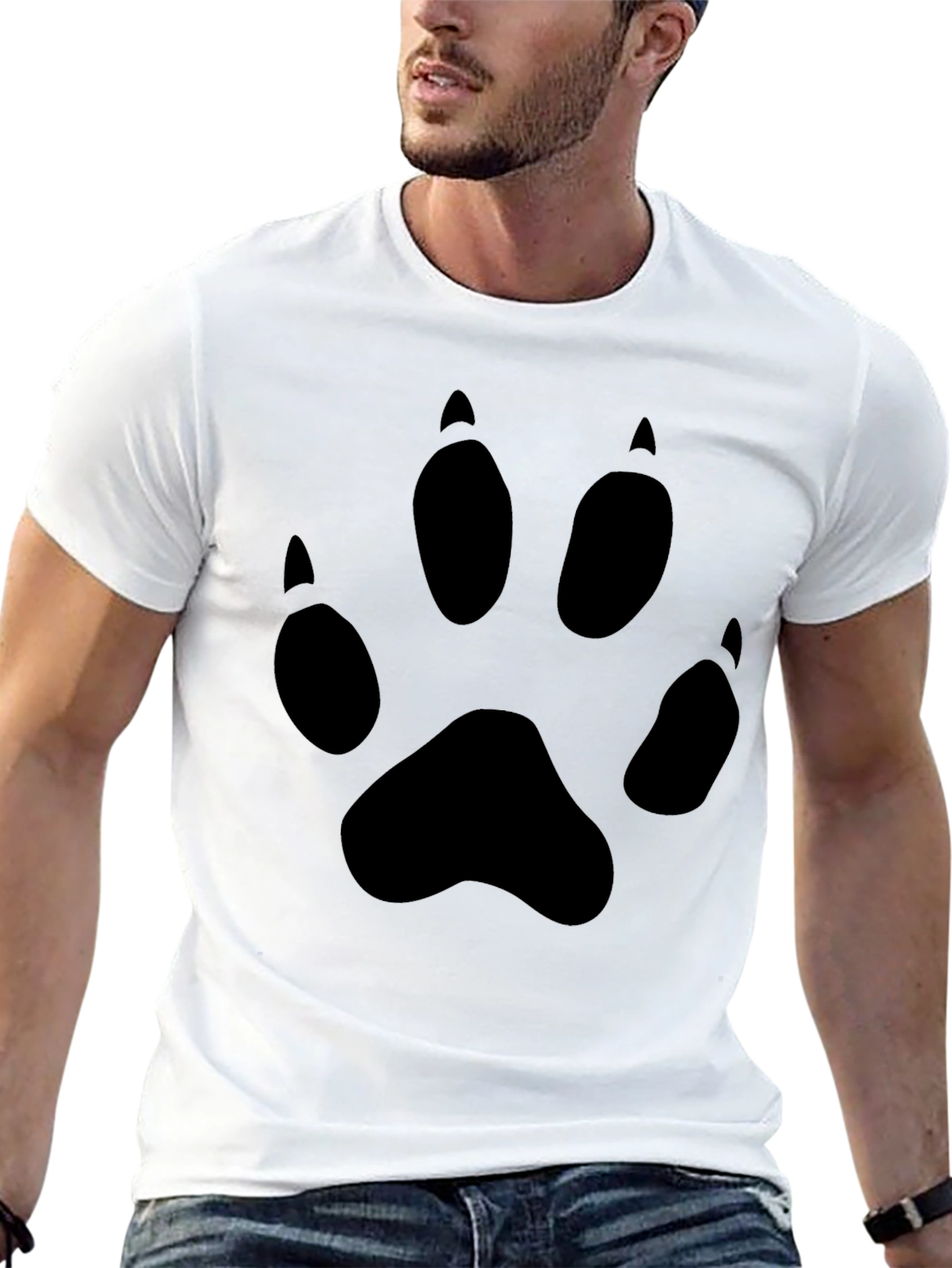 Black Black T-Shirt with Animal Paw Print Design view 13