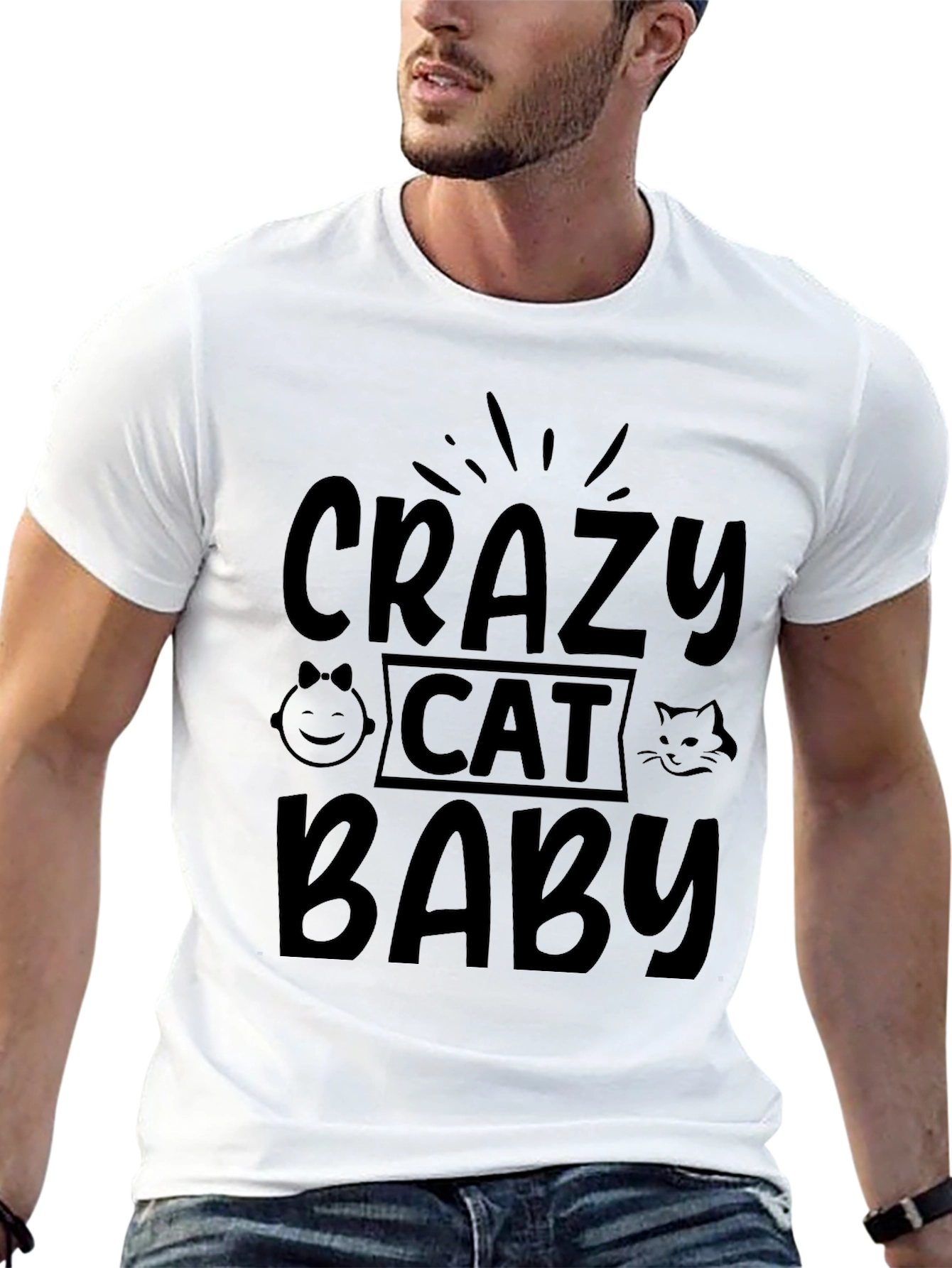 Black Crazy Cat Baby Black T-Shirt view 13