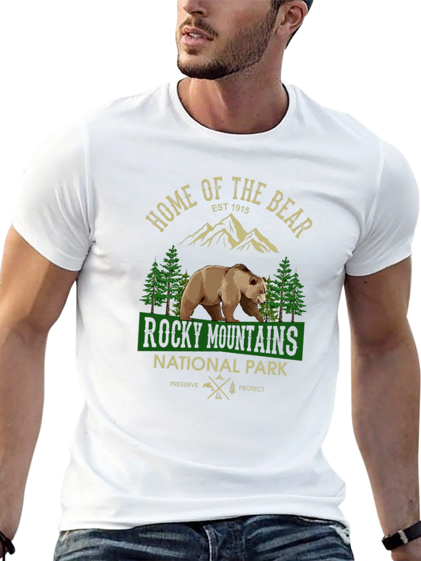 Black Rocky Mountains National Park Bear Graphic T-Shirt view 13